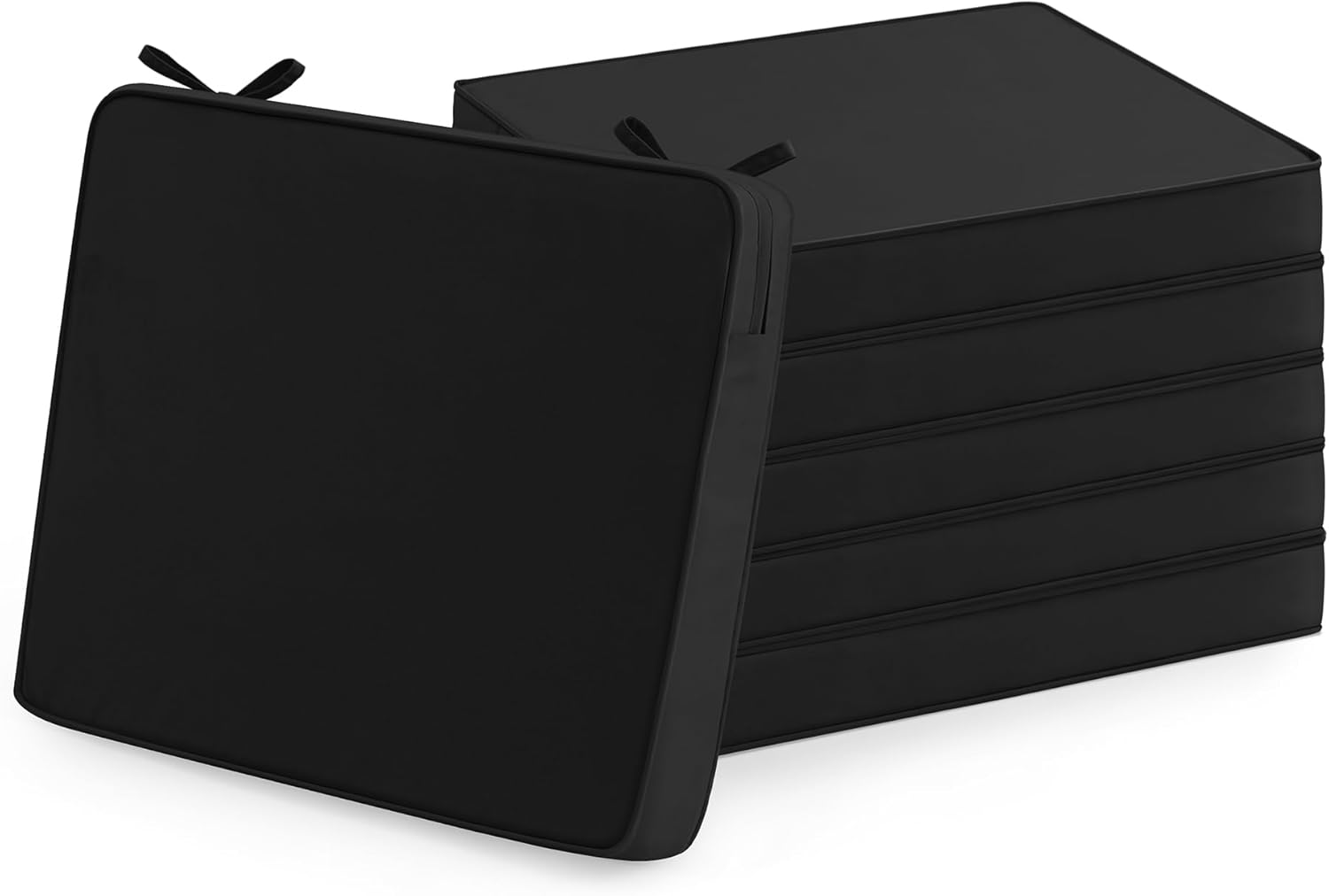 Outdoor Chair Cushions Set of 6: Waterproof & Fade Resistant Seat Cushion for Patio Furniture - 18.5 x 16 x 2 Inch Chair Pads with Ties and Hidden Zipper - Patio Chair Cushion Replacement, Beige