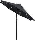 Sunnyglade 9' Solar LED Lighted Patio Umbrella with 8 Ribs/Tilt Adjustment and Crank Lift System (Light Tan)