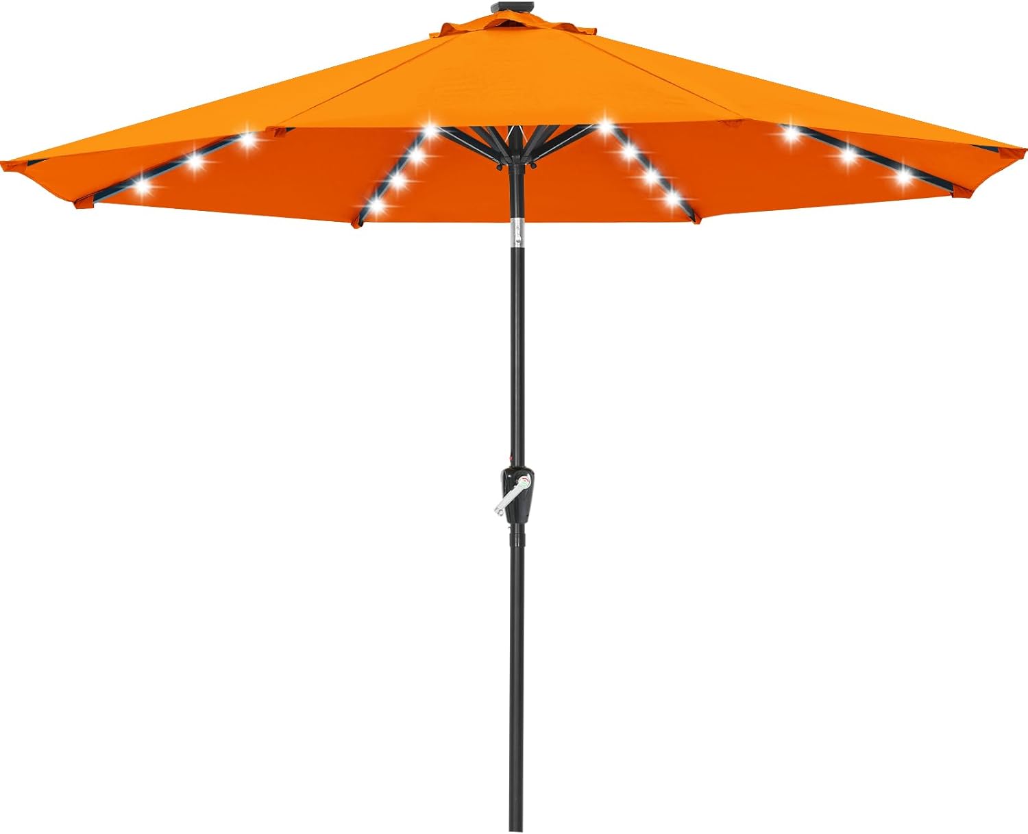 ABCCANOPY Durable Solar Led Patio Umbrellas with 32LED Lights 9FT (Orange)