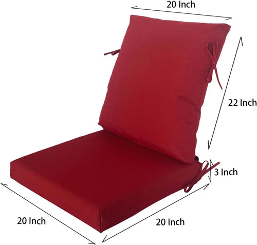 20"x20" Outdoor Universal Cushion Set of 1, Patio Cushions with Handles & Tiesi, Water-Proof Stain-Resistant UV Resistant Weather Resistant High Resilience Foam with YKK Zippers,Chili