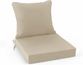 Outdoor Chair Cushion Weather Resistant, Backrest and Seat Cushion Set for Patio Furniture with Waterproof Removable Cover, 19 x 19 Inch, Cream, Set of 4