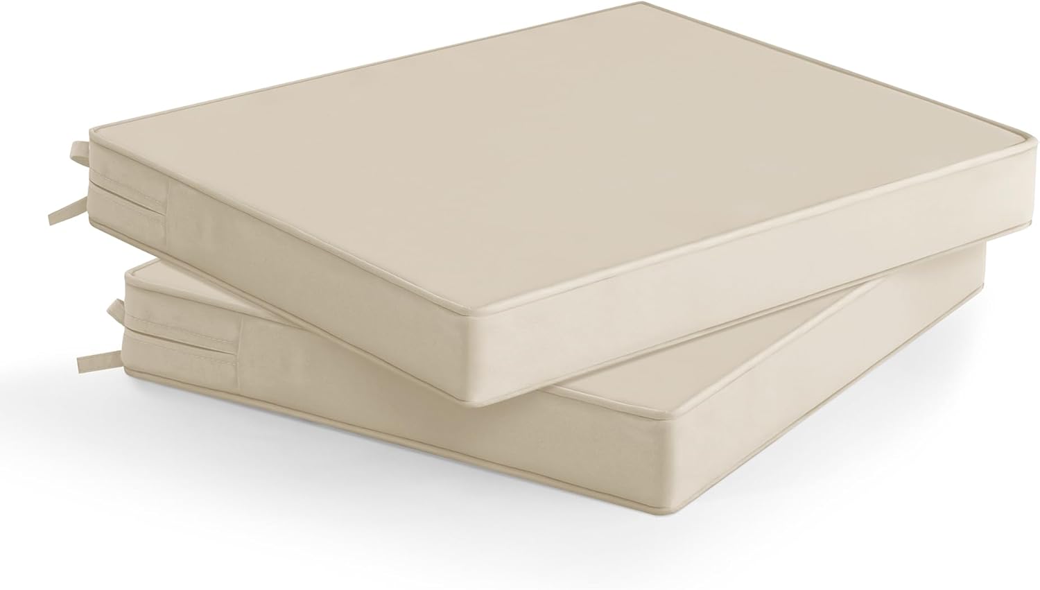 Outdoor Chair Cushions Set of 6: Waterproof & Fade Resistant Seat Cushion for Patio Furniture - 18.5 x 16 x 2 Inch Chair Pads with Ties and Hidden Zipper - Patio Chair Cushion Replacement, Beige