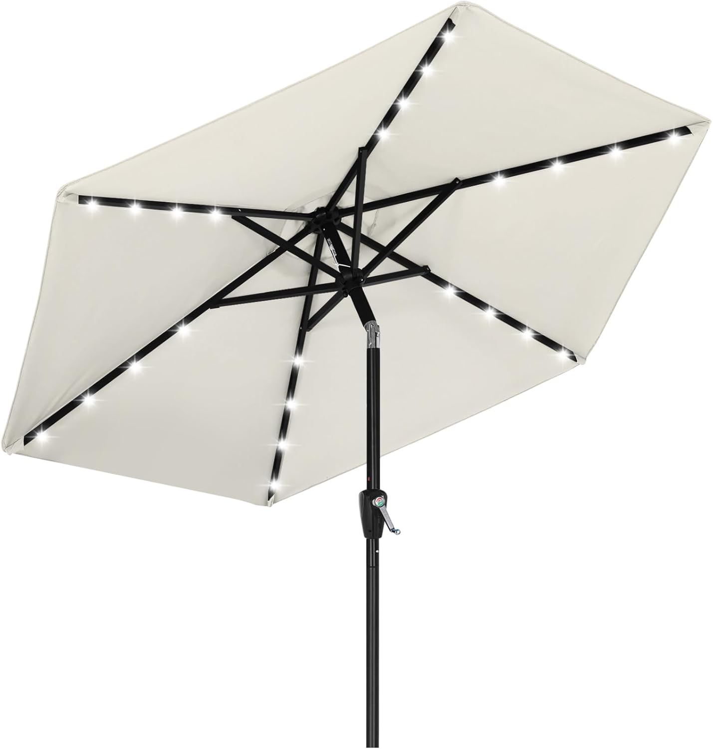 ABCCANOPY Durable Solar Led Patio Umbrellas with 32LED Lights 9FT (Orange)