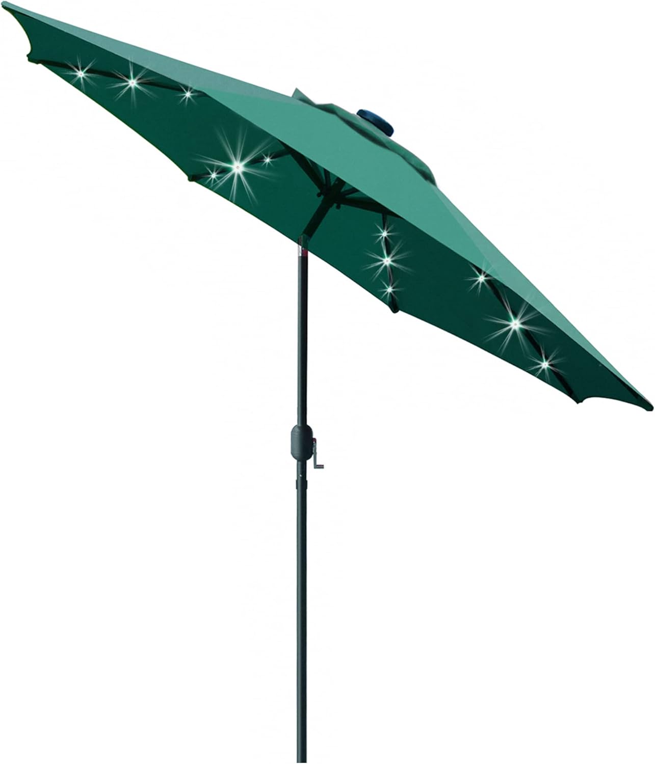 Sunnyglade 9' Solar LED Lighted Patio Umbrella with 8 Ribs/Tilt Adjustment and Crank Lift System (Light Tan)