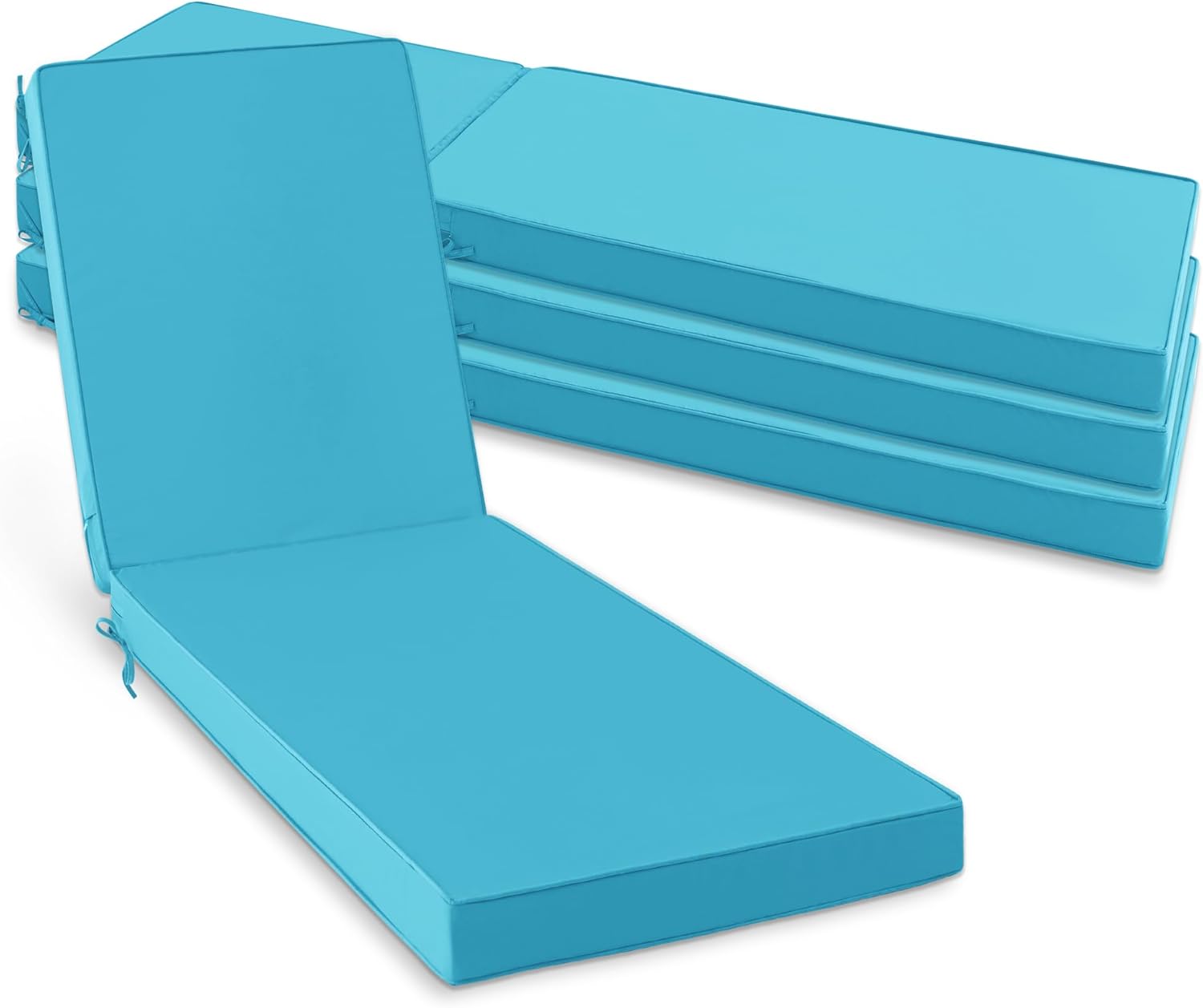 Chaise Lounge Cushions Outdoor Set of 2 - Waterproof and Fade Resistant Sun Lounger Replacement Cushions - Patio Lounger Pads with Removable Cover for Pool, Deck, Lawn, 72 x 21 x 3 Inch, Teal