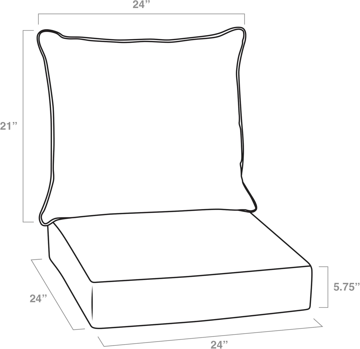 Arden Outdoor Deep Seat Cushion Set, 24 in x 24 in, Weather-Proof, Rain-Proof, Fade Resistant Patio Cushion for Chair, Sofa, and Couch Sapphire Blue Leala