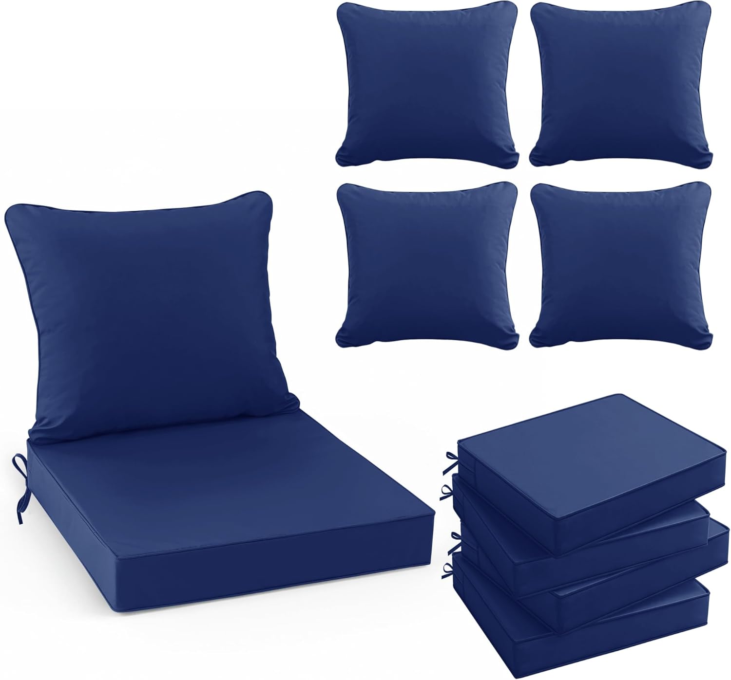 Outdoor Chair Cushion Weather Resistant, Backrest and Seat Cushion Set for Patio Furniture with Waterproof Removable Cover, 19 x 19 Inch, Cream, Set of 4