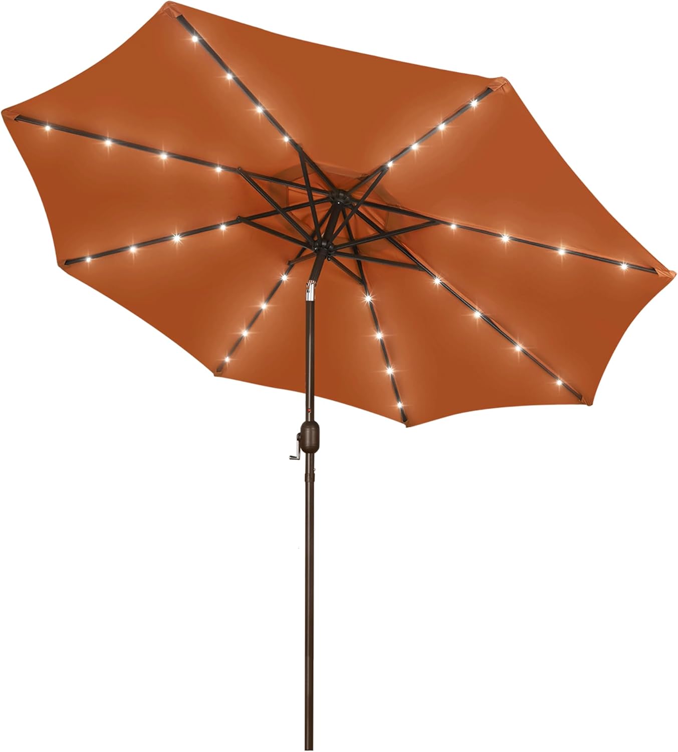 Blissun 9 ft Solar Umbrella 32 LED Lighted Patio Umbrella Table Market Umbrella with Tilt and Crank Outdoor Umbrella for Garden, Deck, Backyard, Pool and Beach (Cerulean)