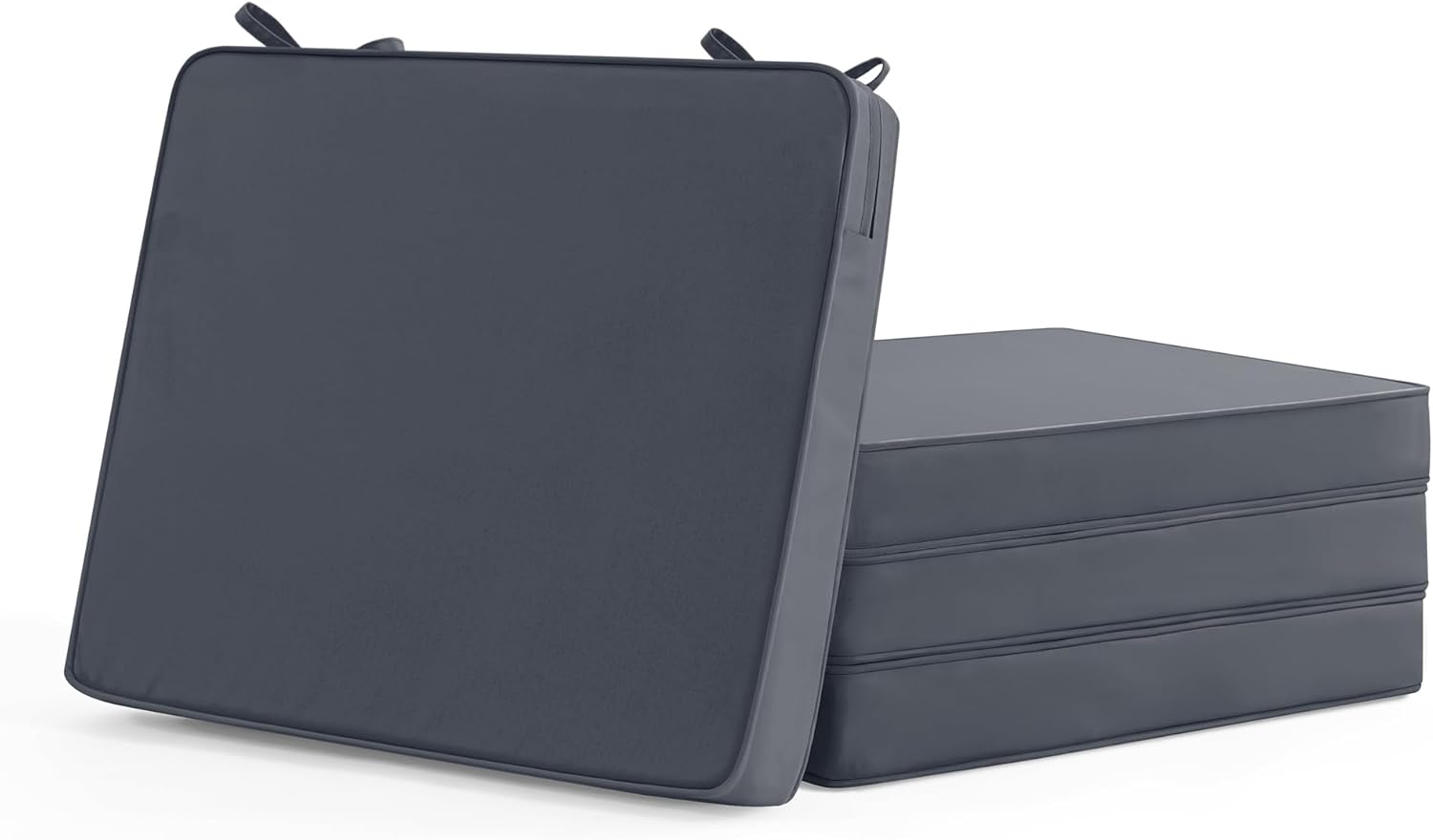 Outdoor Chair Cushions Set of 6: Waterproof & Fade Resistant Seat Cushion for Patio Furniture - 18.5 x 16 x 2 Inch Chair Pads with Ties and Hidden Zipper - Patio Chair Cushion Replacement, Beige