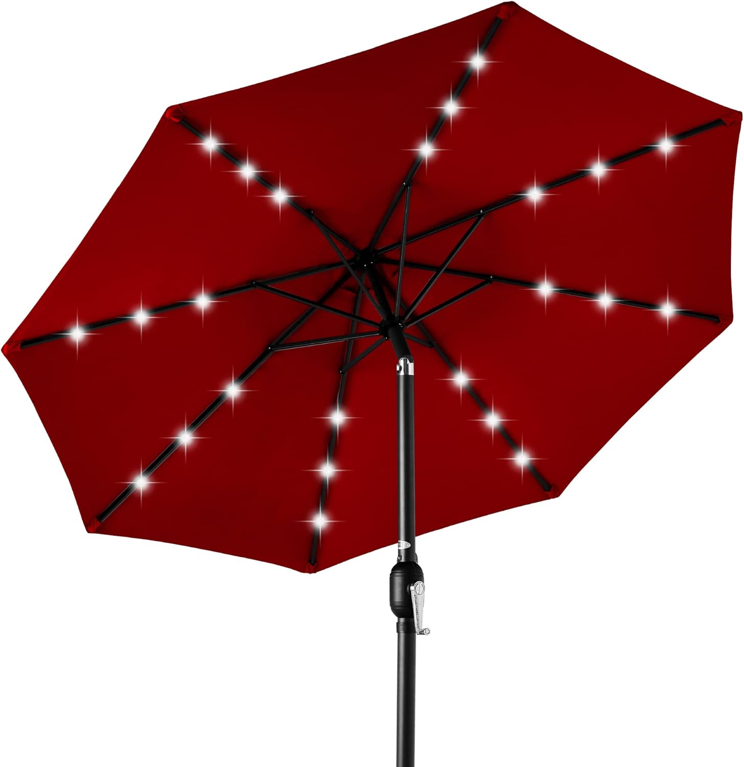Best Choice Products 10ft Solar Polyester LED Lighted Patio Umbrella w/Tilt Adjustment and UV-Resistant Fabric