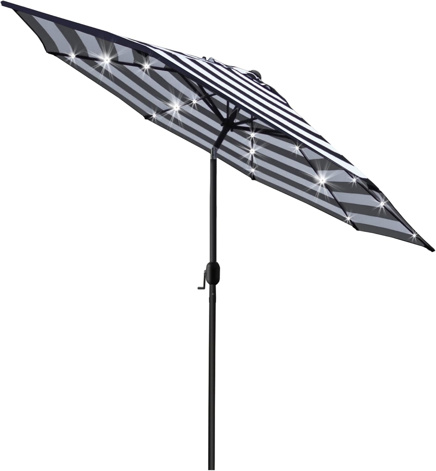 Sunnyglade 9' Solar LED Lighted Patio Umbrella with 8 Ribs/Tilt Adjustment and Crank Lift System (Light Tan)