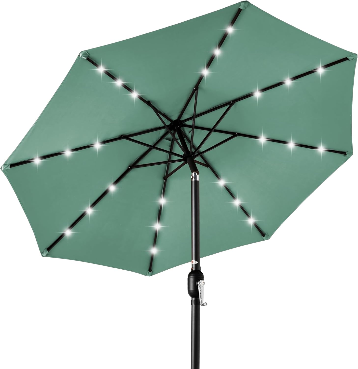 Best Choice Products 10ft Solar Polyester LED Lighted Patio Umbrella w/Tilt Adjustment and UV-Resistant Fabric