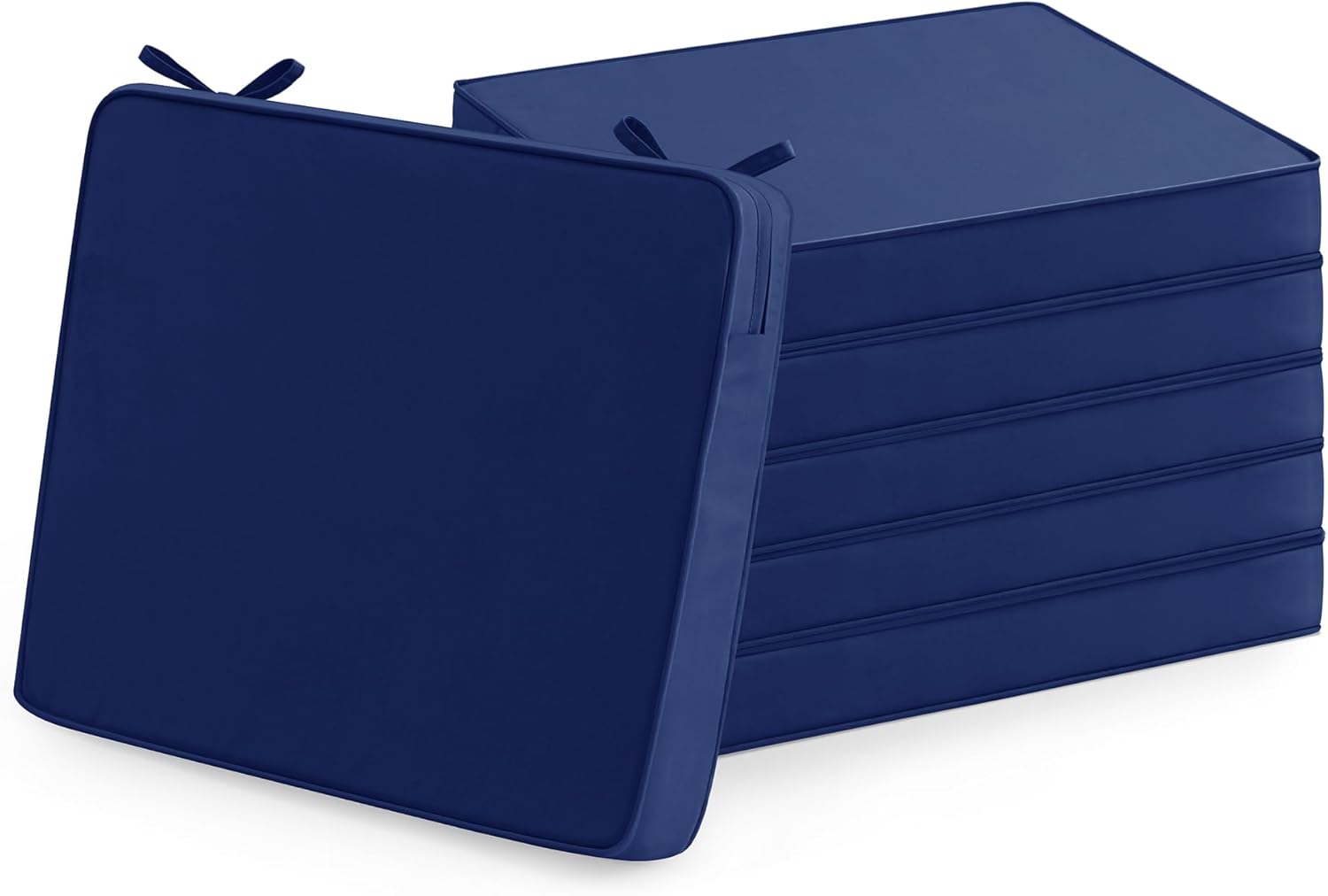 Outdoor Chair Cushions Set of 6: Waterproof & Fade Resistant Seat Cushion for Patio Furniture - 18.5 x 16 x 2 Inch Chair Pads with Ties and Hidden Zipper - Patio Chair Cushion Replacement, Beige