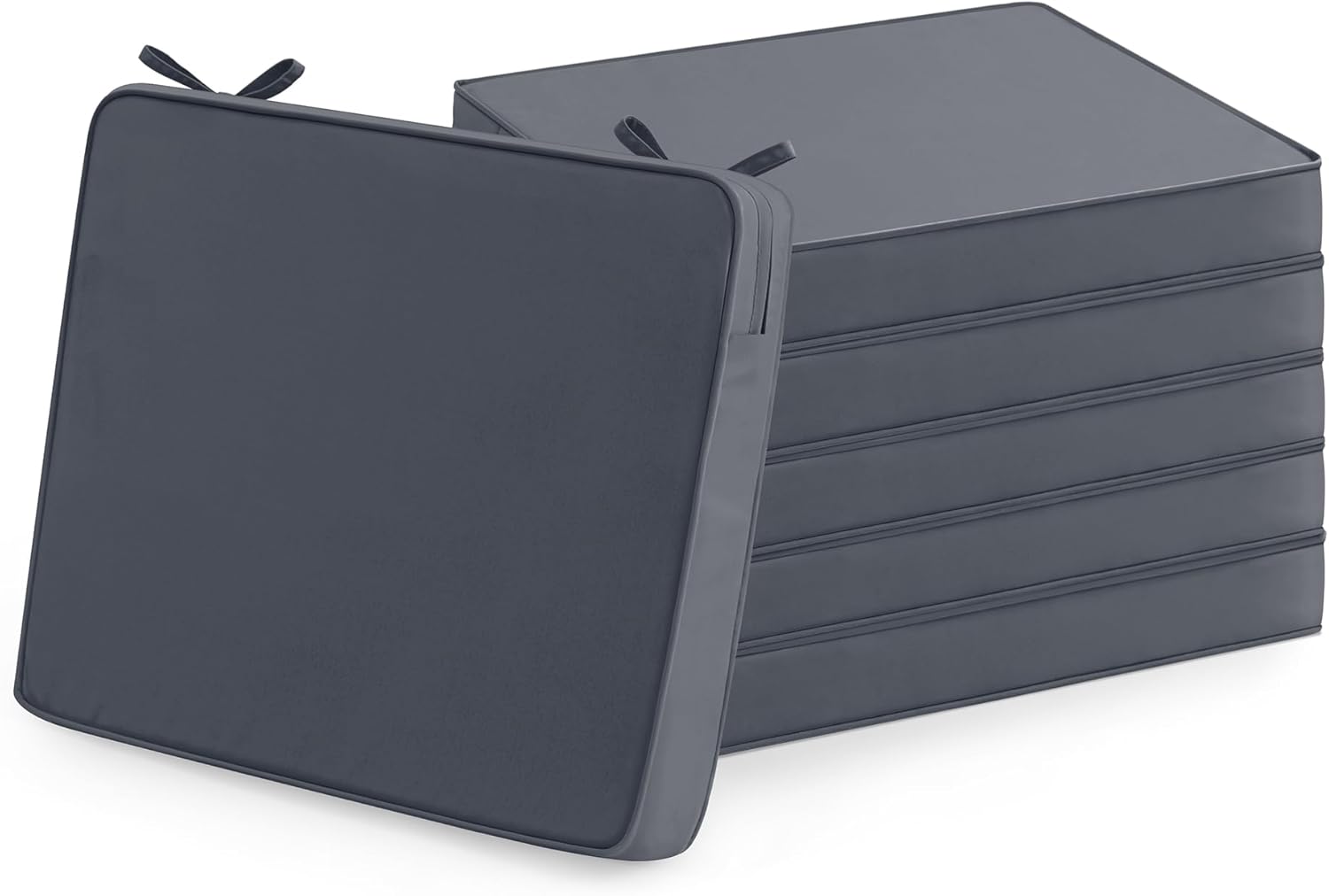 Outdoor Chair Cushions Set of 6: Waterproof & Fade Resistant Seat Cushion for Patio Furniture - 18.5 x 16 x 2 Inch Chair Pads with Ties and Hidden Zipper - Patio Chair Cushion Replacement, Beige