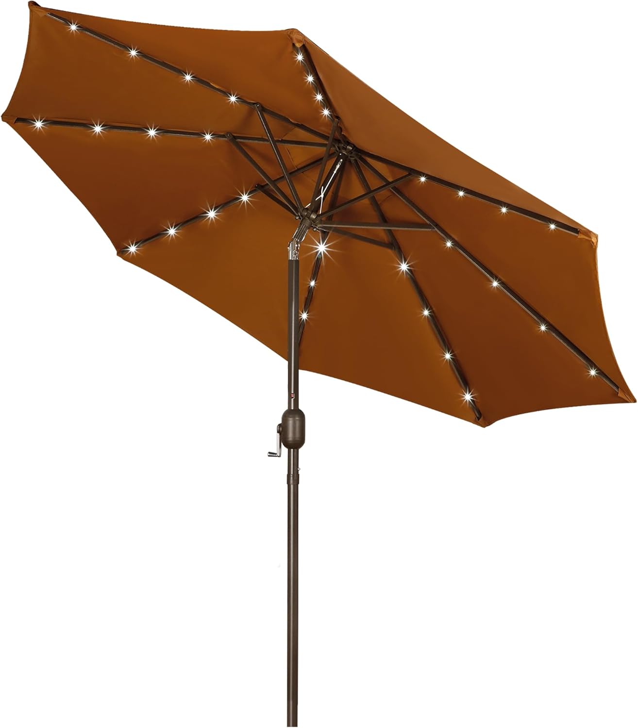 Blissun 9 ft Solar Umbrella 32 LED Lighted Patio Umbrella Table Market Umbrella with Tilt and Crank Outdoor Umbrella for Garden, Deck, Backyard, Pool and Beach (Cerulean)