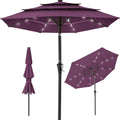 Best Choice Products 10ft 3-Tier Patio Umbrella, Outdoor Market Sun Shade for Backyard, Deck, Poolside w/ 24 LED Lights, Tilt Adjustment, Easy Crank, 8 Ribs