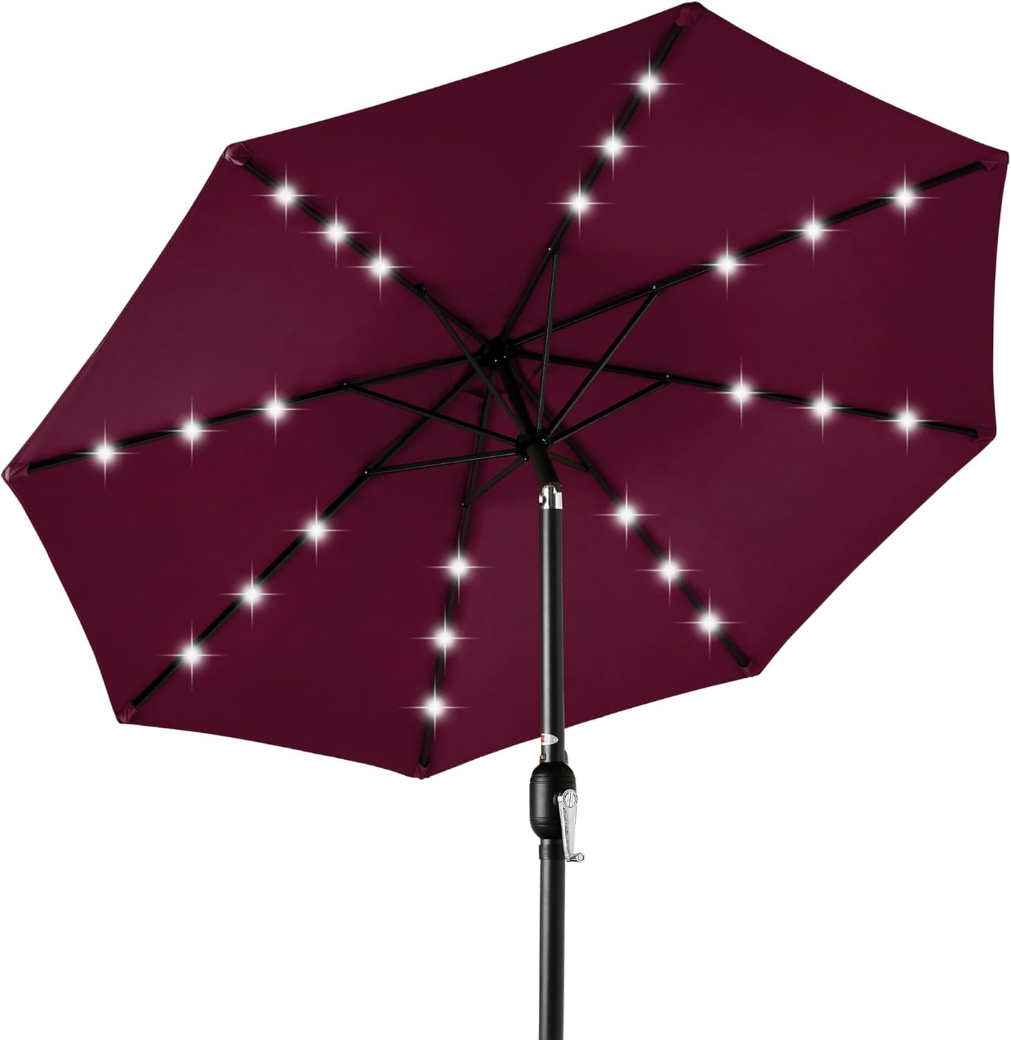 Best Choice Products 10ft Solar Polyester LED Lighted Patio Umbrella w/Tilt Adjustment and UV-Resistant Fabric