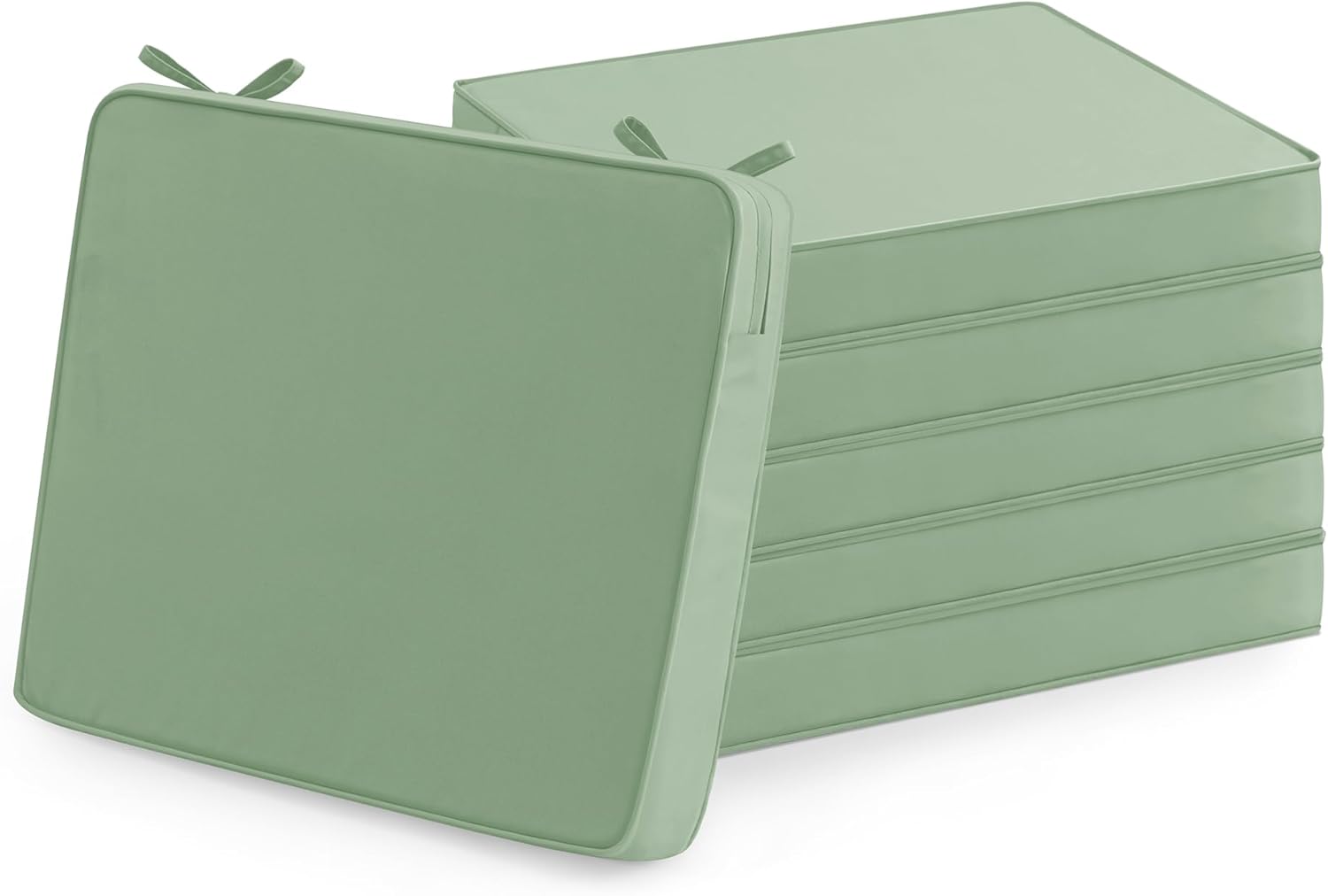 Outdoor Chair Cushions Set of 6: Waterproof & Fade Resistant Seat Cushion for Patio Furniture - 18.5 x 16 x 2 Inch Chair Pads with Ties and Hidden Zipper - Patio Chair Cushion Replacement, Beige