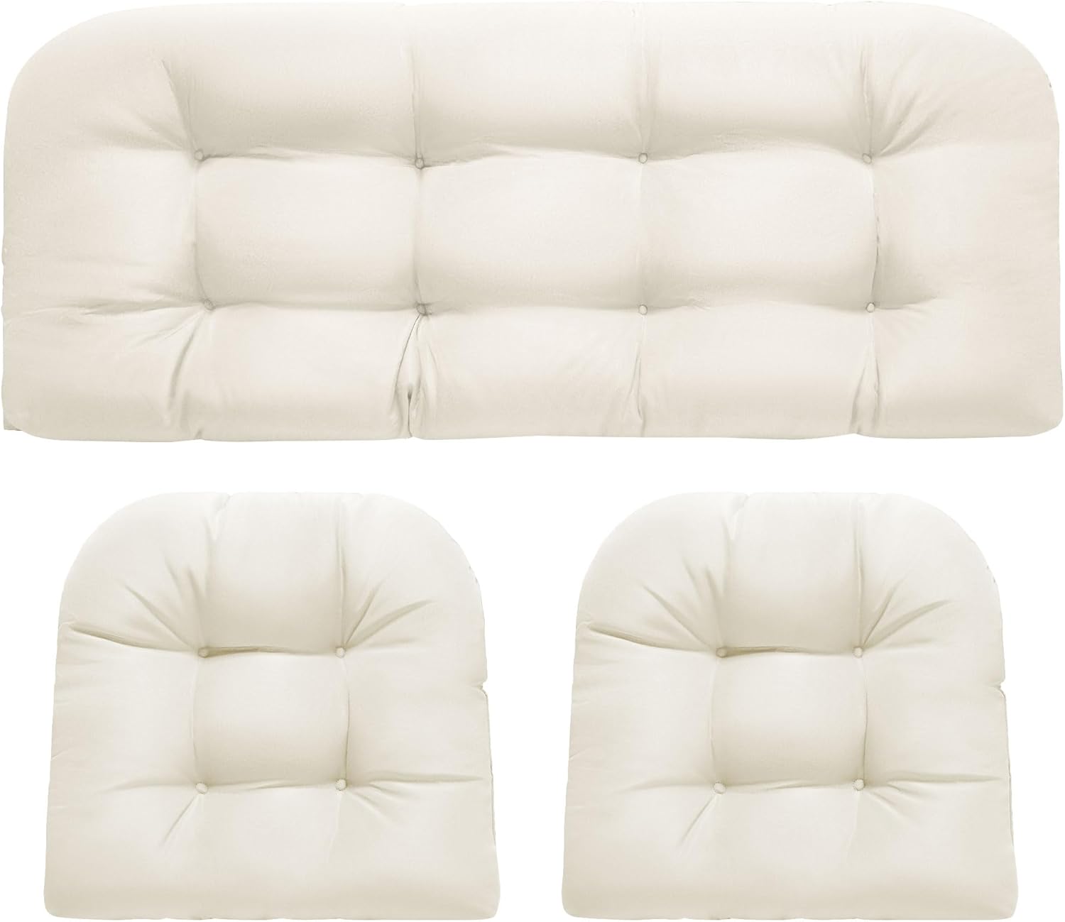 Wicker Chair Cushions, Waterproof Outdoor Loveseat Cushions for Patio Furniture, 3 Pieces Wicker Furniture Cushions, 1 Loveseat and 2 U-Shaped Cushions, Blue