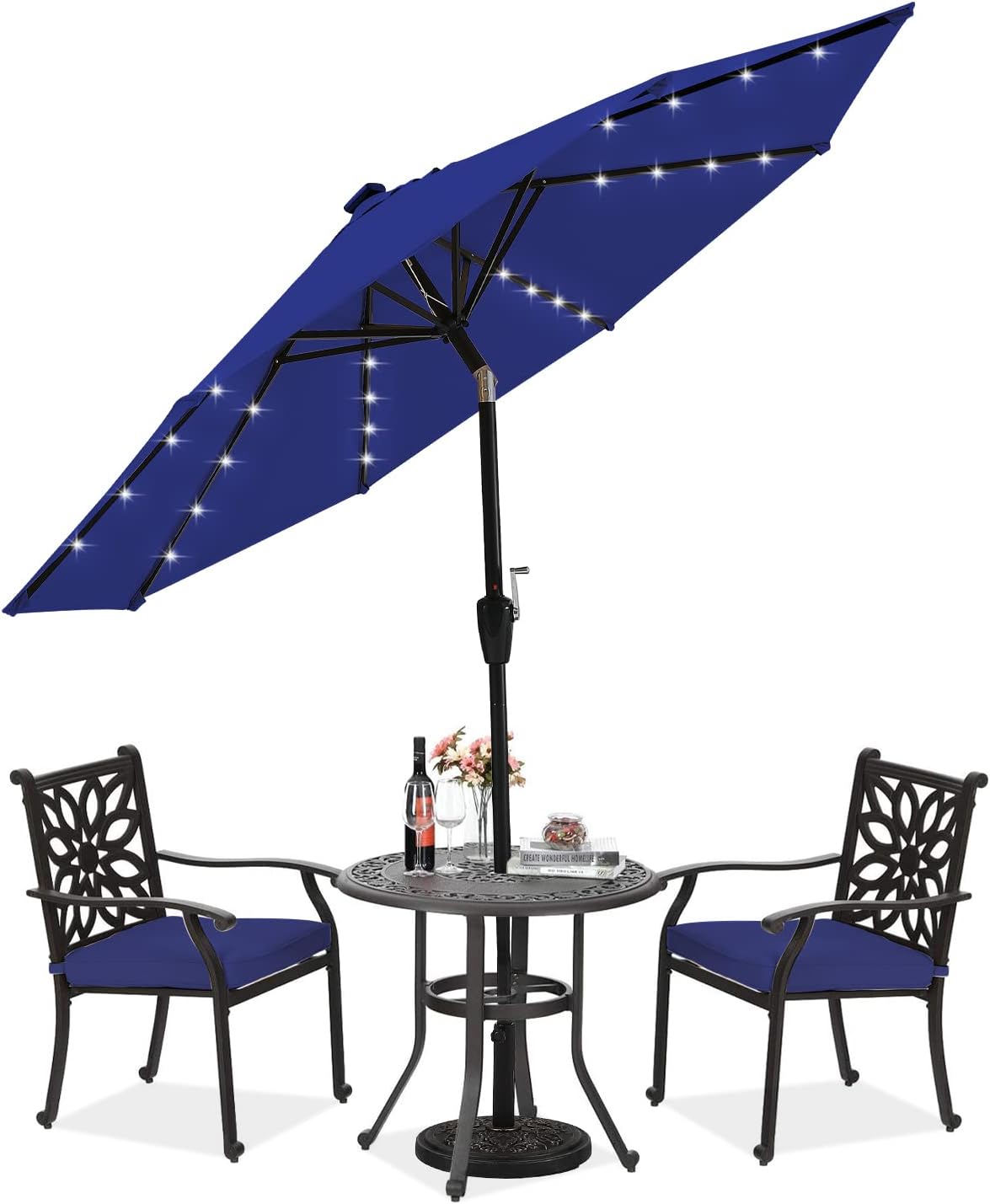 ABCCANOPY Durable Solar Led Patio Umbrellas with 32LED Lights 9FT (Orange)
