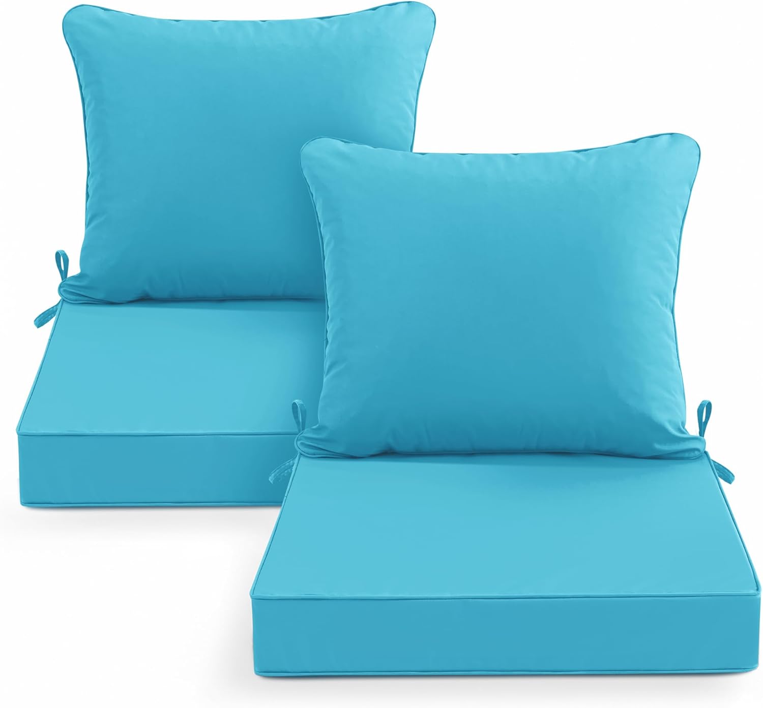 Outdoor Chair Cushions Set of 4, Waterproof Backrest and Deep Seat Cushion Set for Patio Furniture, Outdoor Sofa Replacement Cushions with Removable Cover, 24 x 24 Inch, Cream