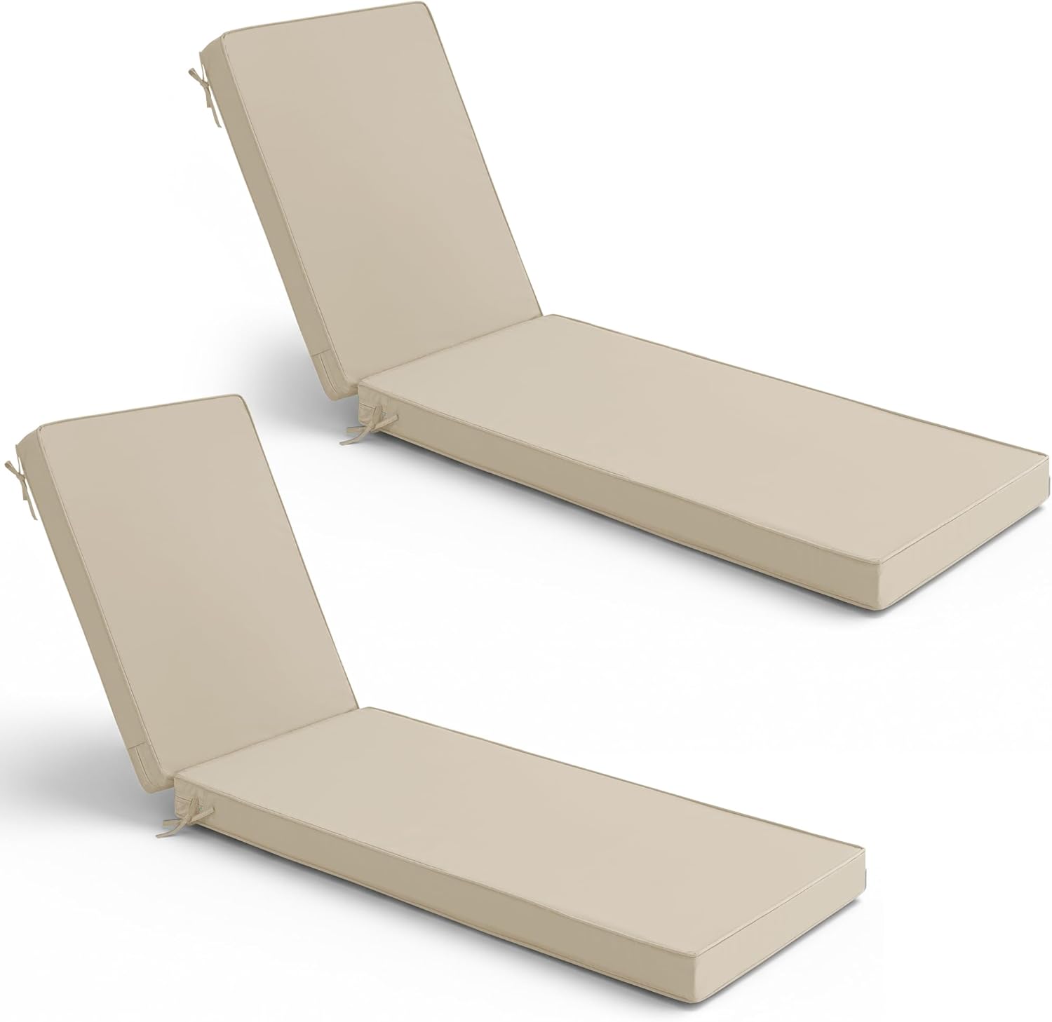 Chaise Lounge Cushions Outdoor Set of 2 - Waterproof and Fade Resistant Sun Lounger Replacement Cushions - Patio Lounger Pads with Removable Cover for Pool, Deck, Lawn, 72 x 21 x 3 Inch, Teal