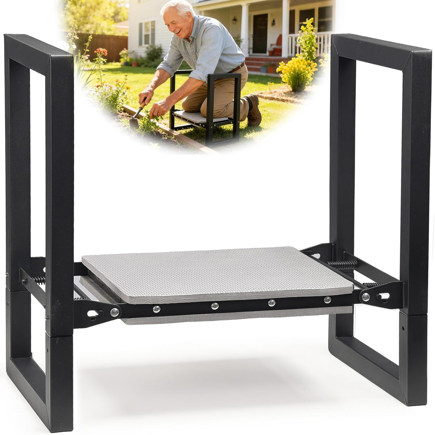 Garden Kneeler and Seat - Heavy Duty Folding Garden Stool with Handles, Stable Kneeling Device Bench Chair Gardening Tools Gifts for Women Men Seniors Gardeners Outdoor Weeding Planting
