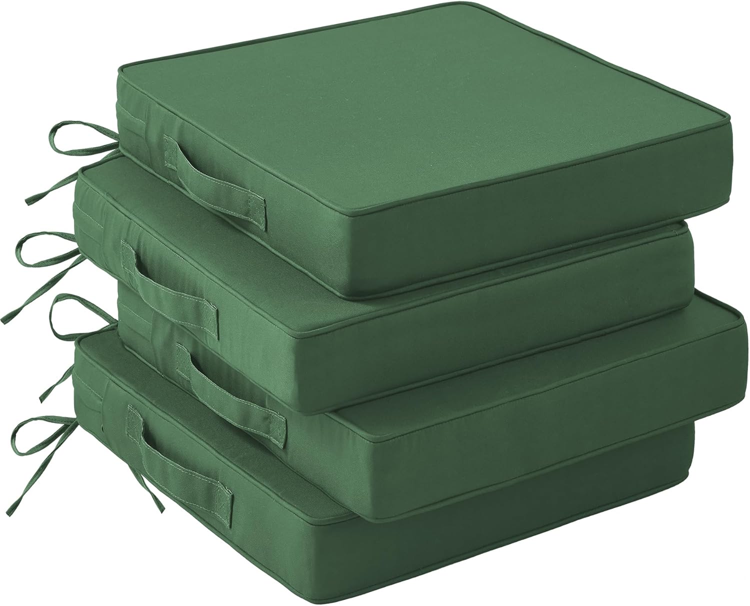 Patio Chair Cushions, 19" x 19" x 3" Outdoor Chair Cushions Set of 4, Waterproof Outdoor Cushions for Patio Furniture, Outdoors Seat Cushions Set of 4 with Handle and Ties, Light Khaki