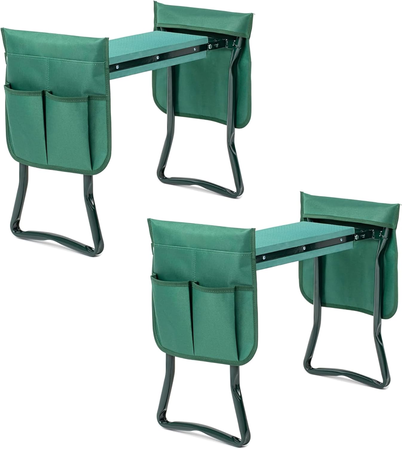 Simple Deluxe Garden Kneeler and Seat, Foldable Kneeling Stool with Thicker EVA Foam Pad Heavy Duty Bench, with Tool Pouch, Gifts for Outdoor Gardening, Fishing, Green, Arbor Day Gift