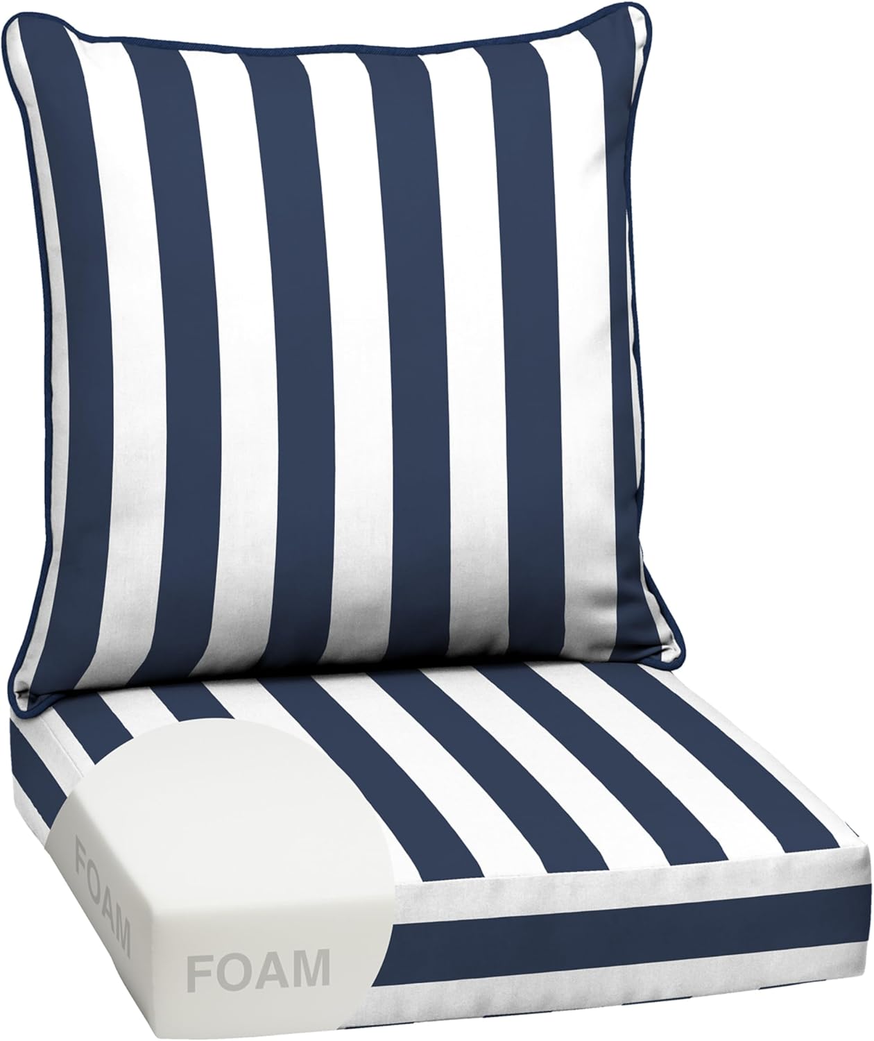 Arden Outdoor Deep Seat Cushion Set, 24 in x 24 in, Weather-Proof, Rain-Proof, Fade Resistant Patio Cushion for Chair, Sofa, and Couch Sapphire Blue Leala