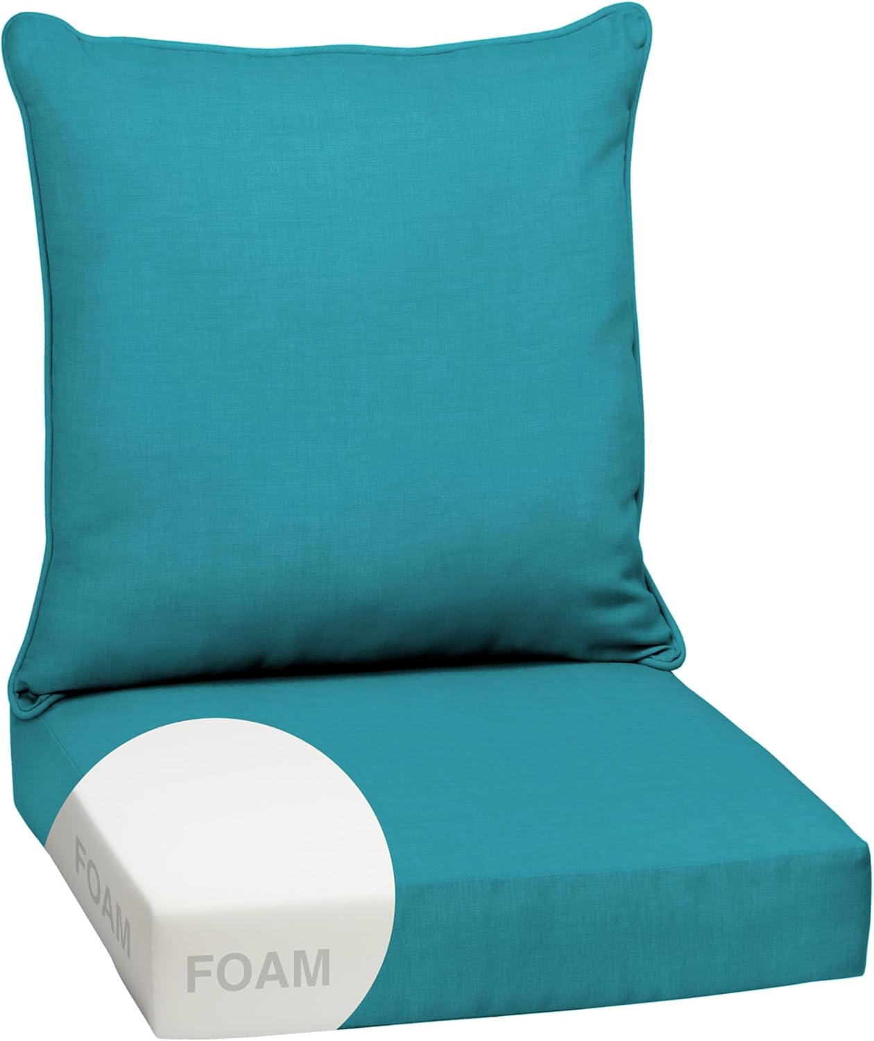 Arden Outdoor Deep Seat Cushion Set, 24 in x 24 in, Weather-Proof, Rain-Proof, Fade Resistant Patio Cushion for Chair, Sofa, and Couch Sapphire Blue Leala