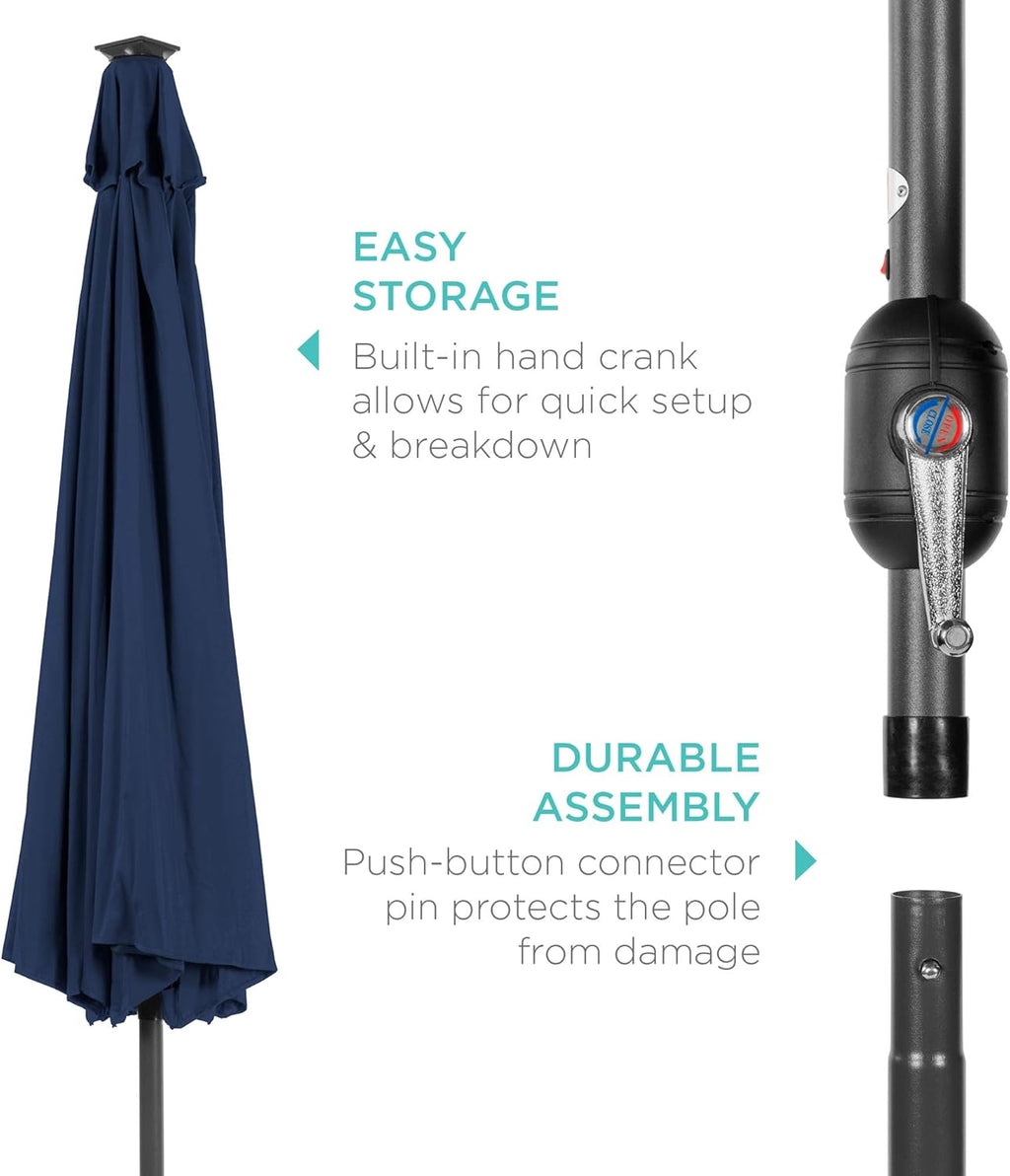 Best Choice Products 10ft Solar Polyester LED Lighted Patio Umbrella w/Tilt Adjustment and UV-Resistant Fabric