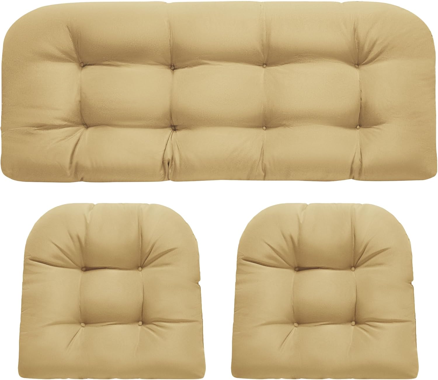 Wicker Chair Cushions, Waterproof Outdoor Loveseat Cushions for Patio Furniture, 3 Pieces Wicker Furniture Cushions, 1 Loveseat and 2 U-Shaped Cushions, Blue