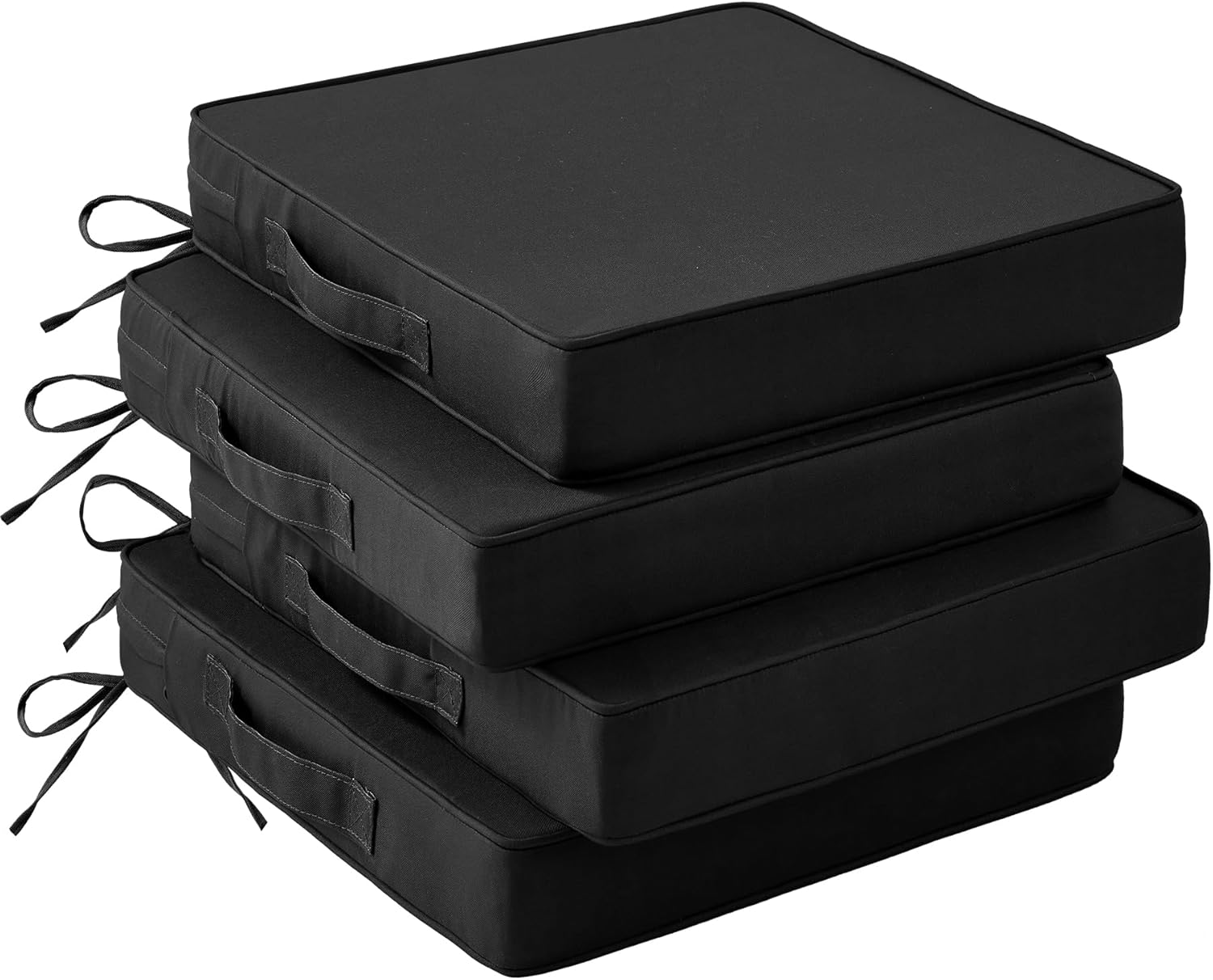 Patio Chair Cushions, 19" x 19" x 3" Outdoor Chair Cushions Set of 4, Waterproof Outdoor Cushions for Patio Furniture, Outdoors Seat Cushions Set of 4 with Handle and Ties, Light Khaki