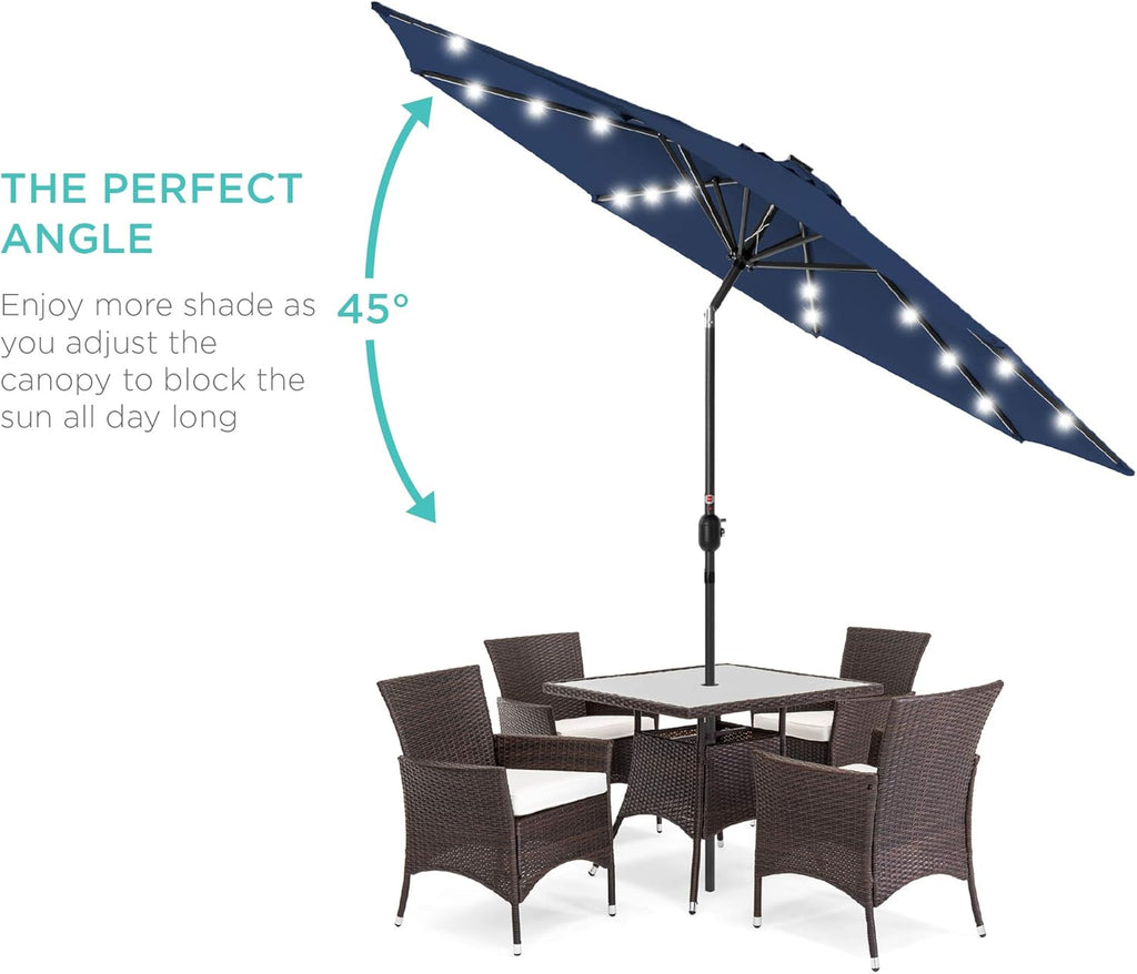 Best Choice Products 10ft Solar Polyester LED Lighted Patio Umbrella w/Tilt Adjustment and UV-Resistant Fabric