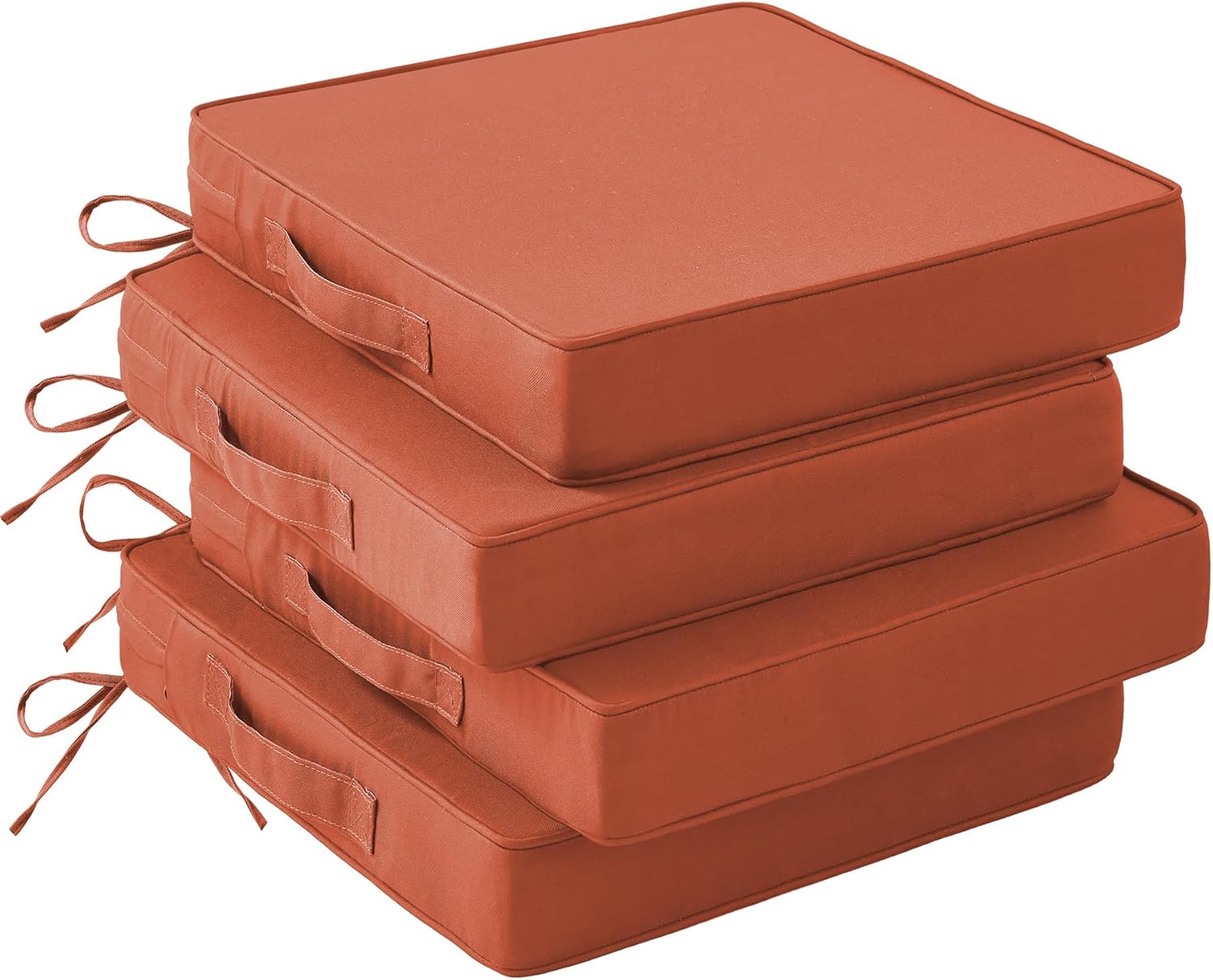 Patio Chair Cushions, 19" x 19" x 3" Outdoor Chair Cushions Set of 4, Waterproof Outdoor Cushions for Patio Furniture, Outdoors Seat Cushions Set of 4 with Handle and Ties, Light Khaki