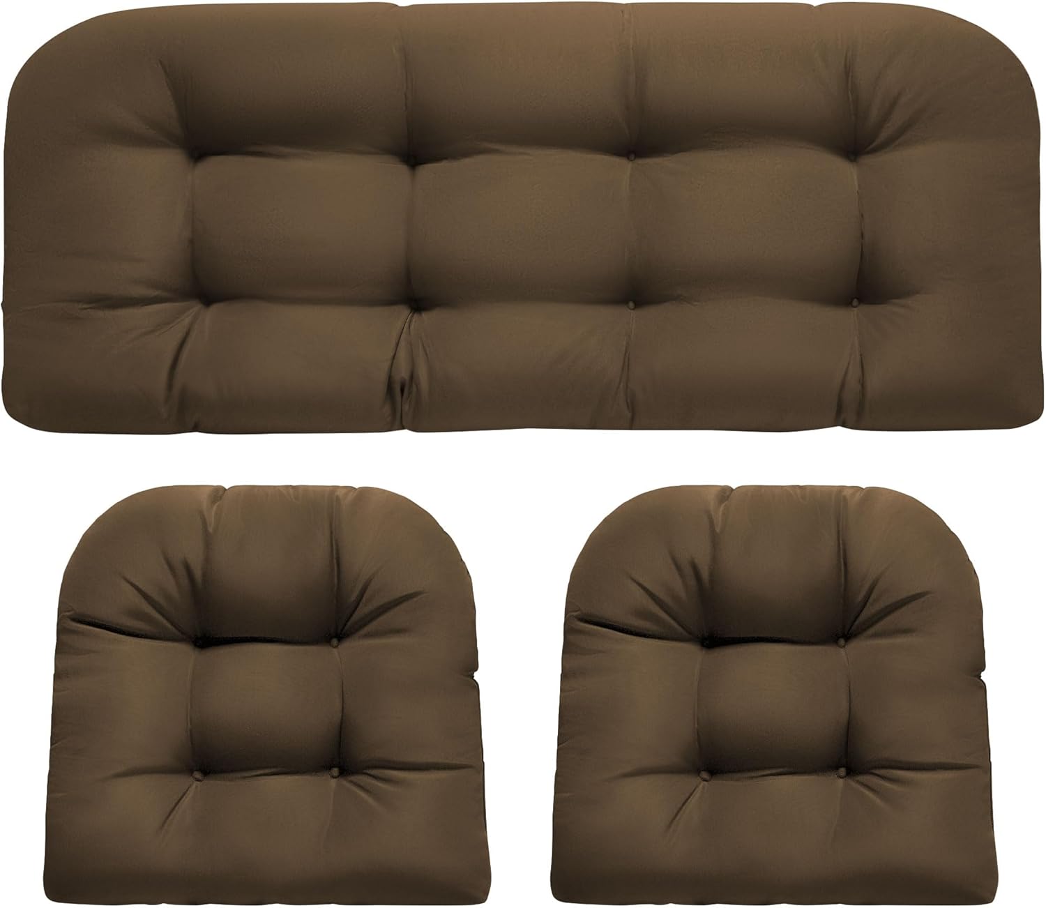 Wicker Chair Cushions, Waterproof Outdoor Loveseat Cushions for Patio Furniture, 3 Pieces Wicker Furniture Cushions, 1 Loveseat and 2 U-Shaped Cushions, Blue