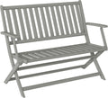 Outsunny Wood Outdoor Bench, 2-Person Foldable Patio Acacia Wood Garden Bench with Backrest and Armrests for Garden, Porch, Park, Balcony, White
