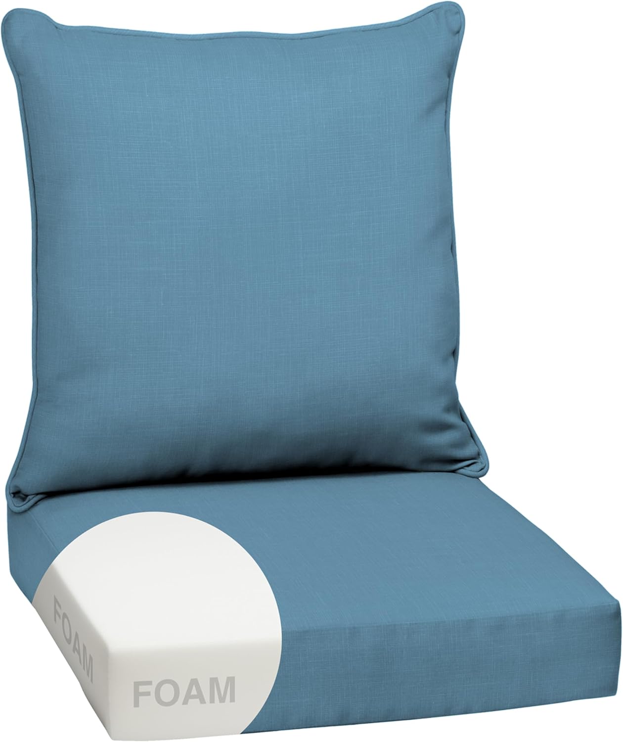 Arden Outdoor Deep Seat Cushion Set, 24 in x 24 in, Weather-Proof, Rain-Proof, Fade Resistant Patio Cushion for Chair, Sofa, and Couch Sapphire Blue Leala