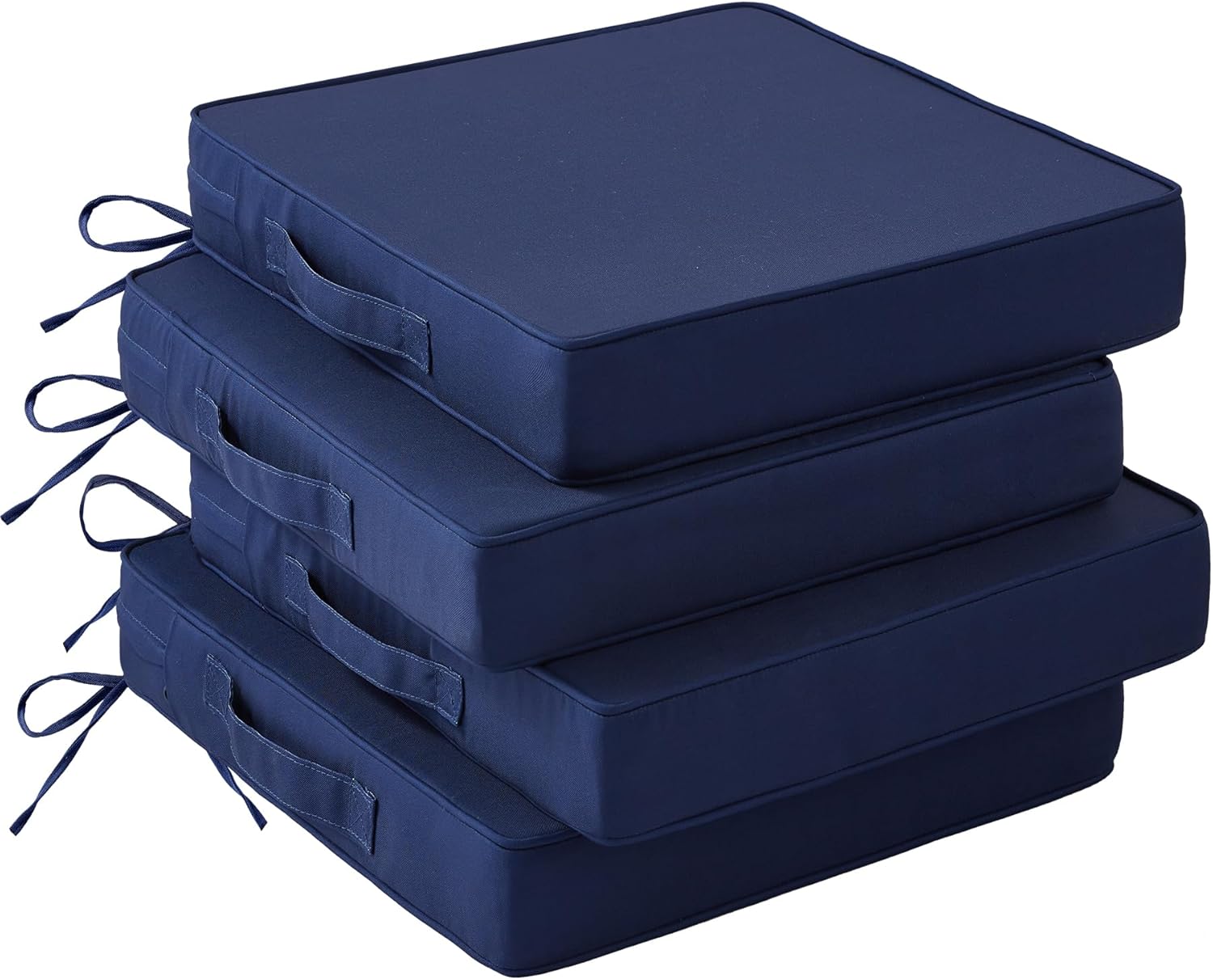 Patio Chair Cushions, 19" x 19" x 3" Outdoor Chair Cushions Set of 4, Waterproof Outdoor Cushions for Patio Furniture, Outdoors Seat Cushions Set of 4 with Handle and Ties, Light Khaki