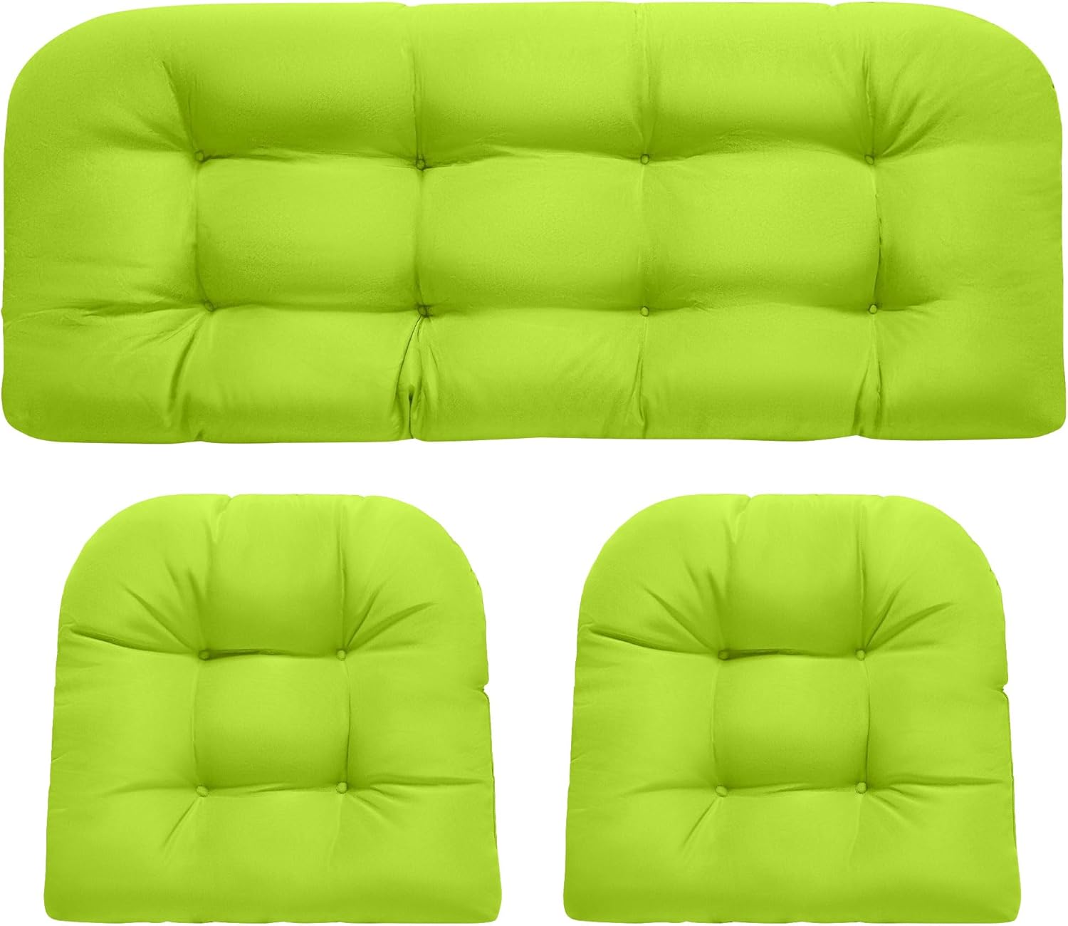 Wicker Chair Cushions, Waterproof Outdoor Loveseat Cushions for Patio Furniture, 3 Pieces Wicker Furniture Cushions, 1 Loveseat and 2 U-Shaped Cushions, Blue