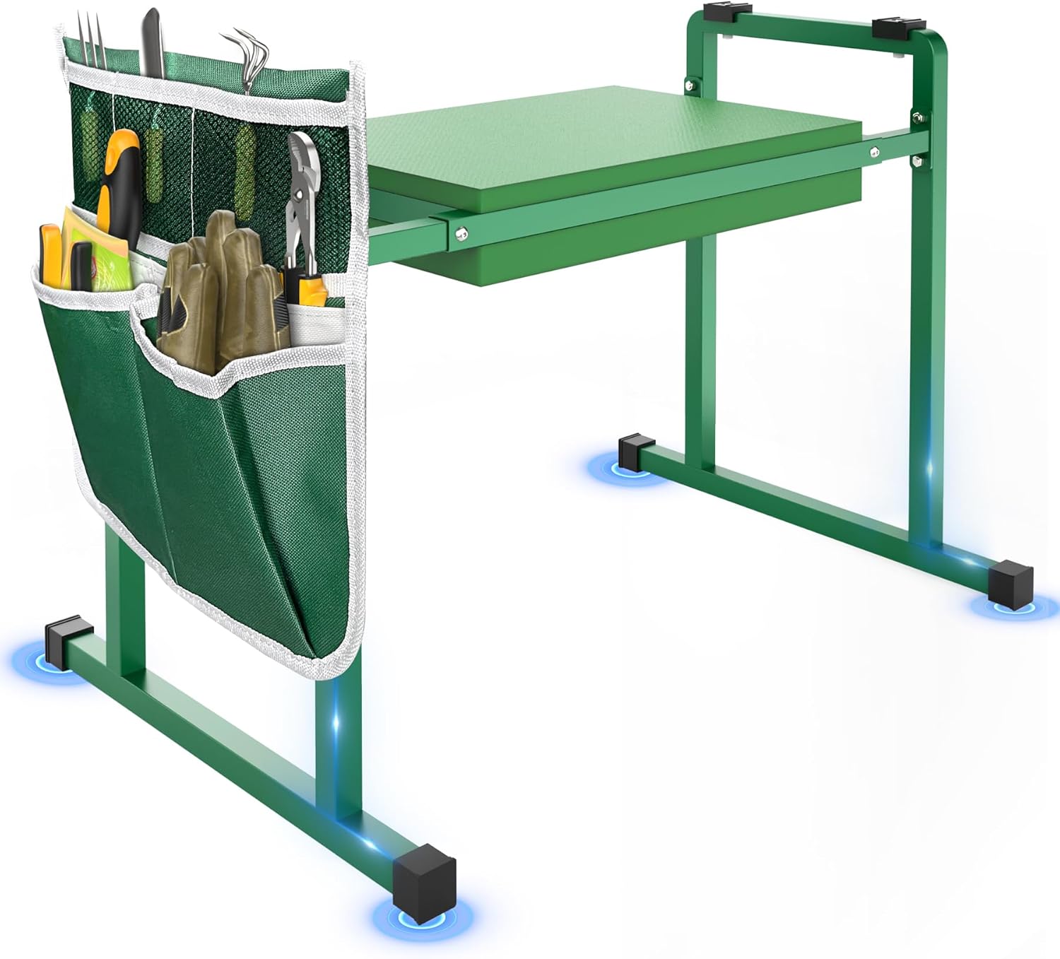 FLINTER Garden Kneelers Seat, Stable and Save Tip-Resistant Design 10.2" Wider Garden Kneeler and Seat with Handle, Heavy Duty Gardening Stool for Seniors, Gardening Weeding Bench for Parents - Black