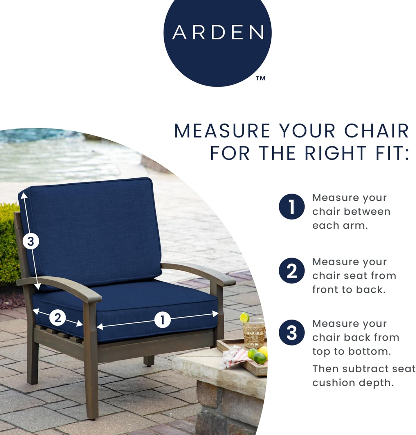 Arden Outdoor Deep Seat Cushion Set, 24 in x 24 in, Weather-Proof, Rain-Proof, Fade Resistant Patio Cushion for Chair, Sofa, and Couch Sapphire Blue Leala