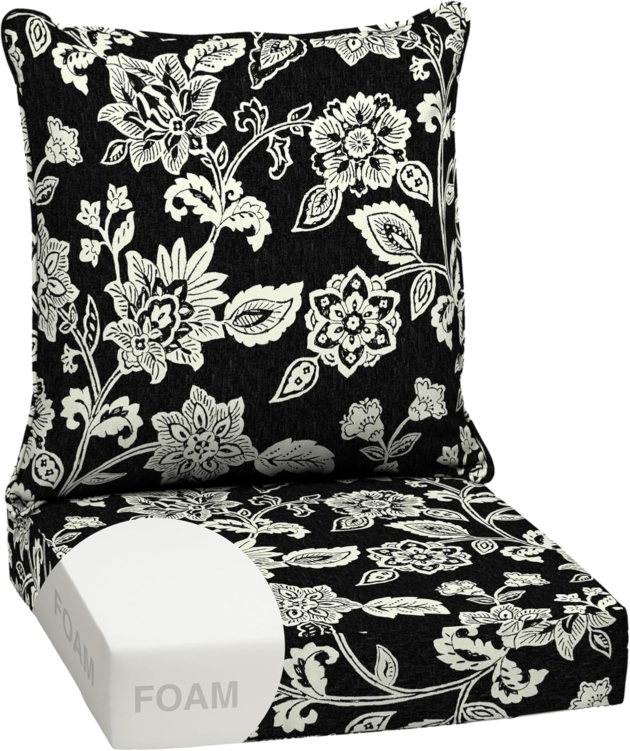 Arden Outdoor Deep Seat Cushion Set, 24 in x 24 in, Weather-Proof, Rain-Proof, Fade Resistant Patio Cushion for Chair, Sofa, and Couch Sapphire Blue Leala