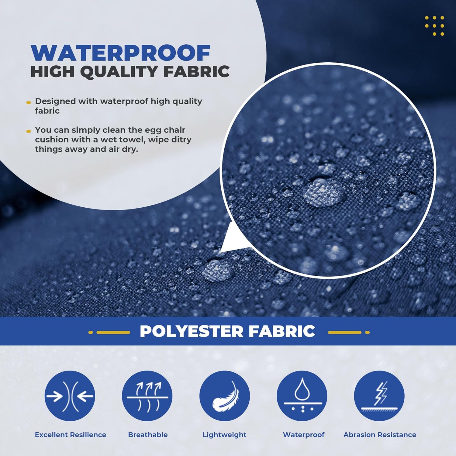 Wicker Chair Cushions, Waterproof Outdoor Loveseat Cushions for Patio Furniture, 3 Pieces Wicker Furniture Cushions, 1 Loveseat and 2 U-Shaped Cushions, Blue