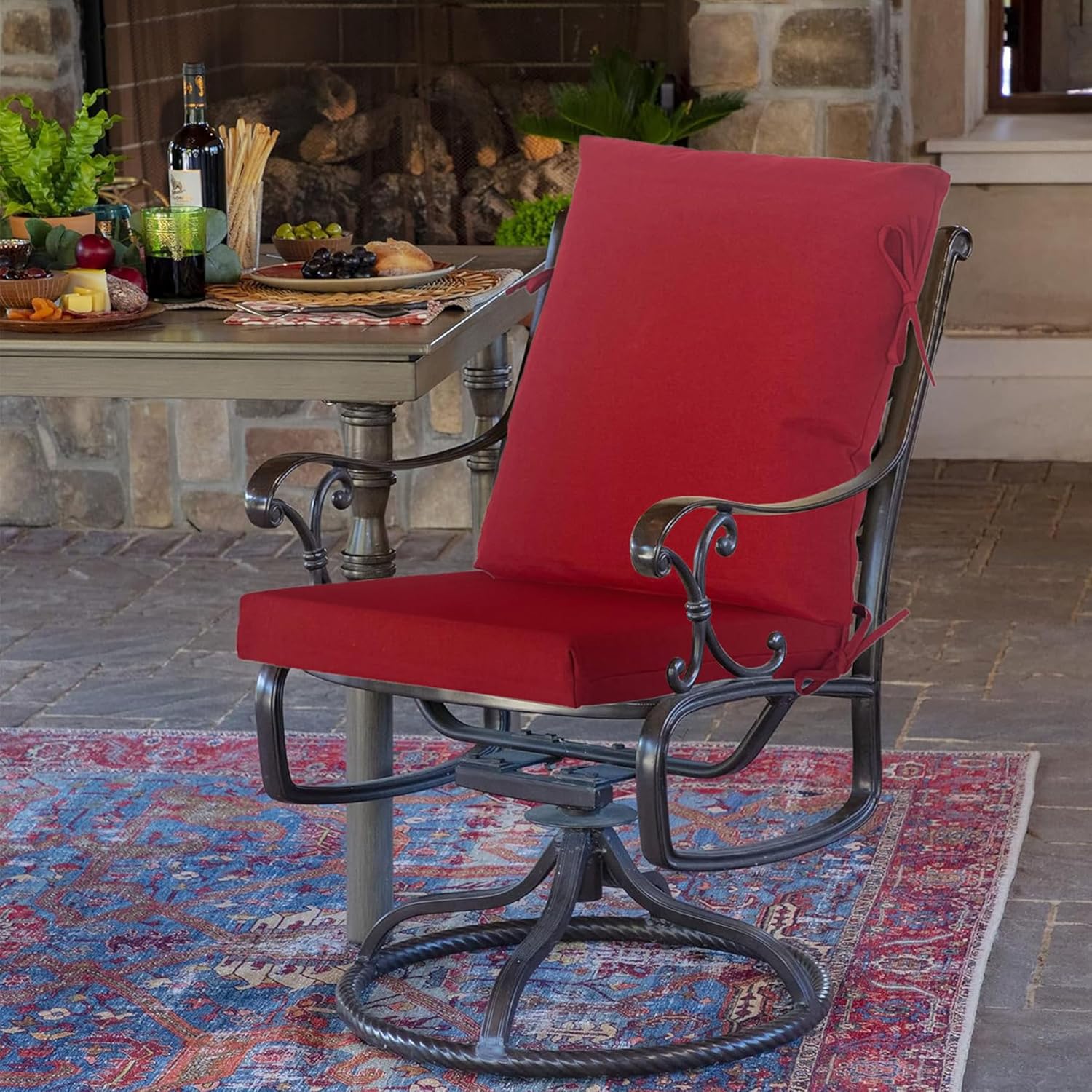 20"x20" Outdoor Universal Cushion Set of 1, Patio Cushions with Handles & Tiesi, Water-Proof Stain-Resistant UV Resistant Weather Resistant High Resilience Foam with YKK Zippers,Chili