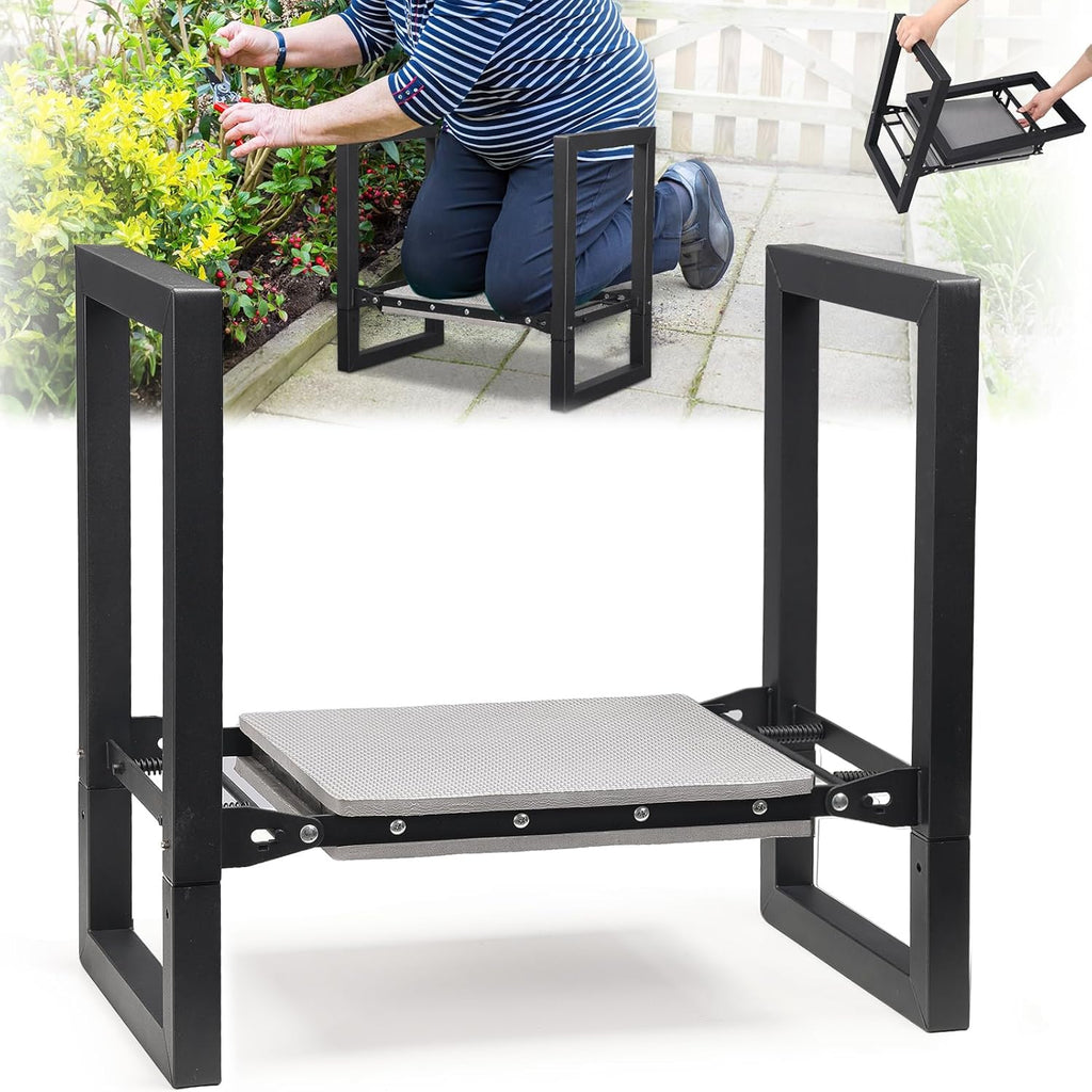 Garden Kneeler and Seat - Heavy Duty Folding Garden Stool with Handles, Stable Kneeling Device Bench Chair Gardening Tools Gifts for Women Men Seniors Gardeners Outdoor Weeding Planting