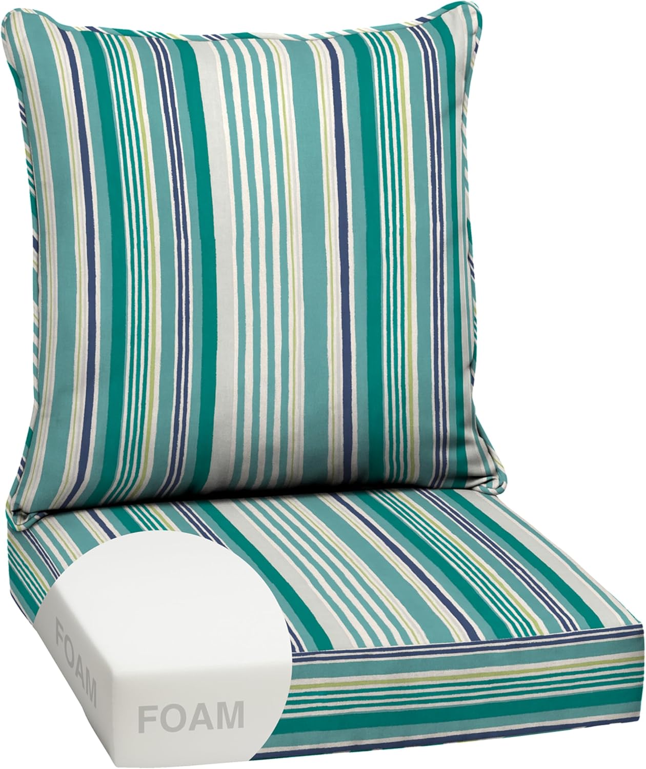 Arden Outdoor Deep Seat Cushion Set, 24 in x 24 in, Weather-Proof, Rain-Proof, Fade Resistant Patio Cushion for Chair, Sofa, and Couch Sapphire Blue Leala