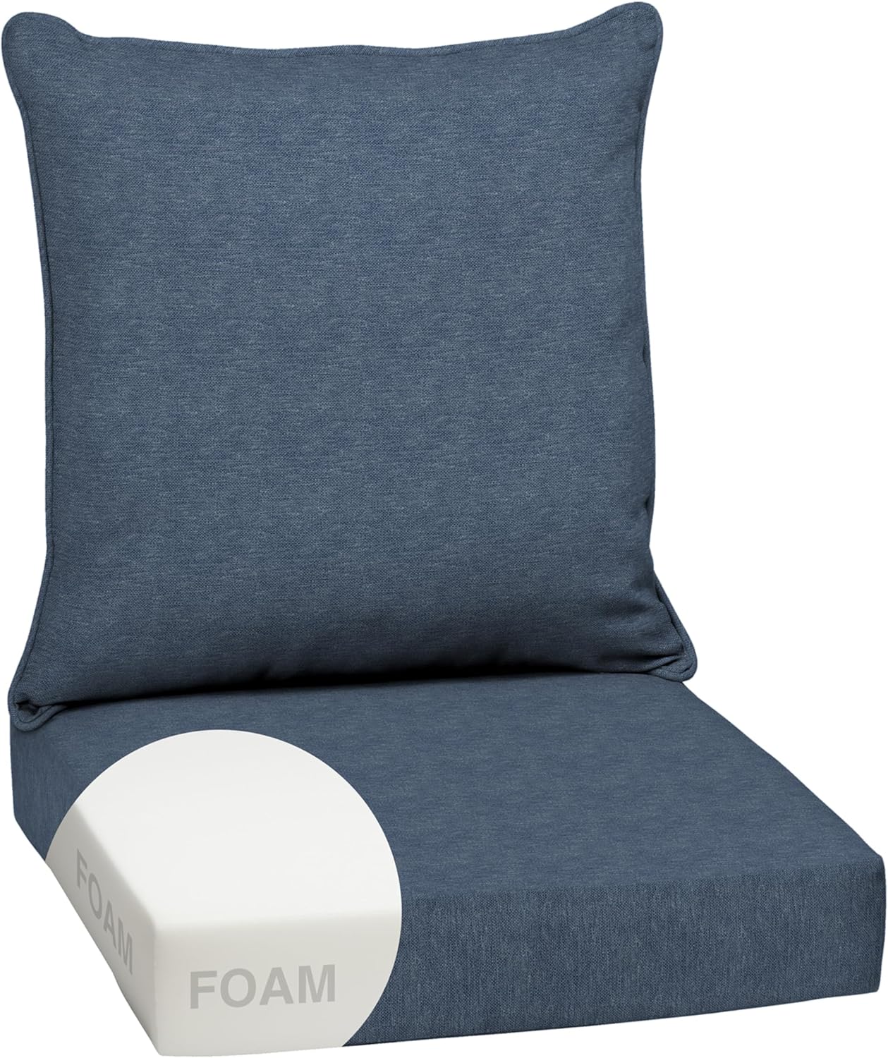 Arden Outdoor Deep Seat Cushion Set, 24 in x 24 in, Weather-Proof, Rain-Proof, Fade Resistant Patio Cushion for Chair, Sofa, and Couch Sapphire Blue Leala