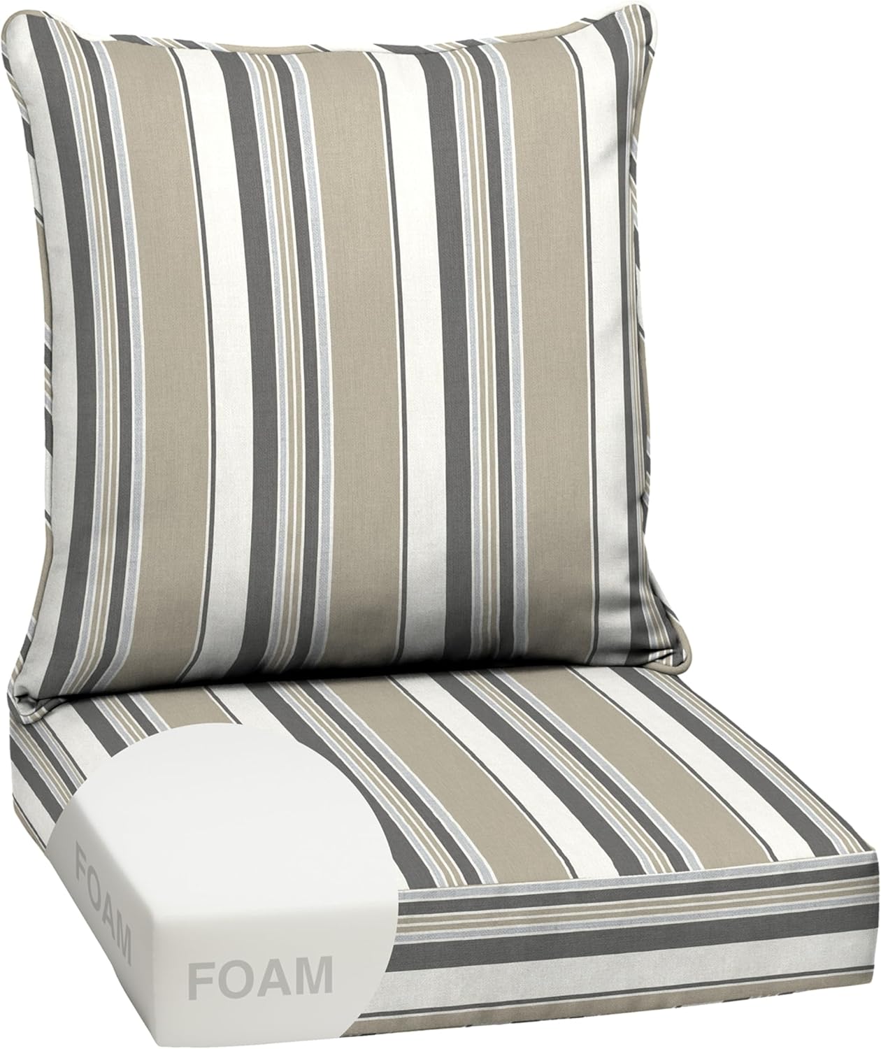 Arden Outdoor Deep Seat Cushion Set, 24 in x 24 in, Weather-Proof, Rain-Proof, Fade Resistant Patio Cushion for Chair, Sofa, and Couch Sapphire Blue Leala